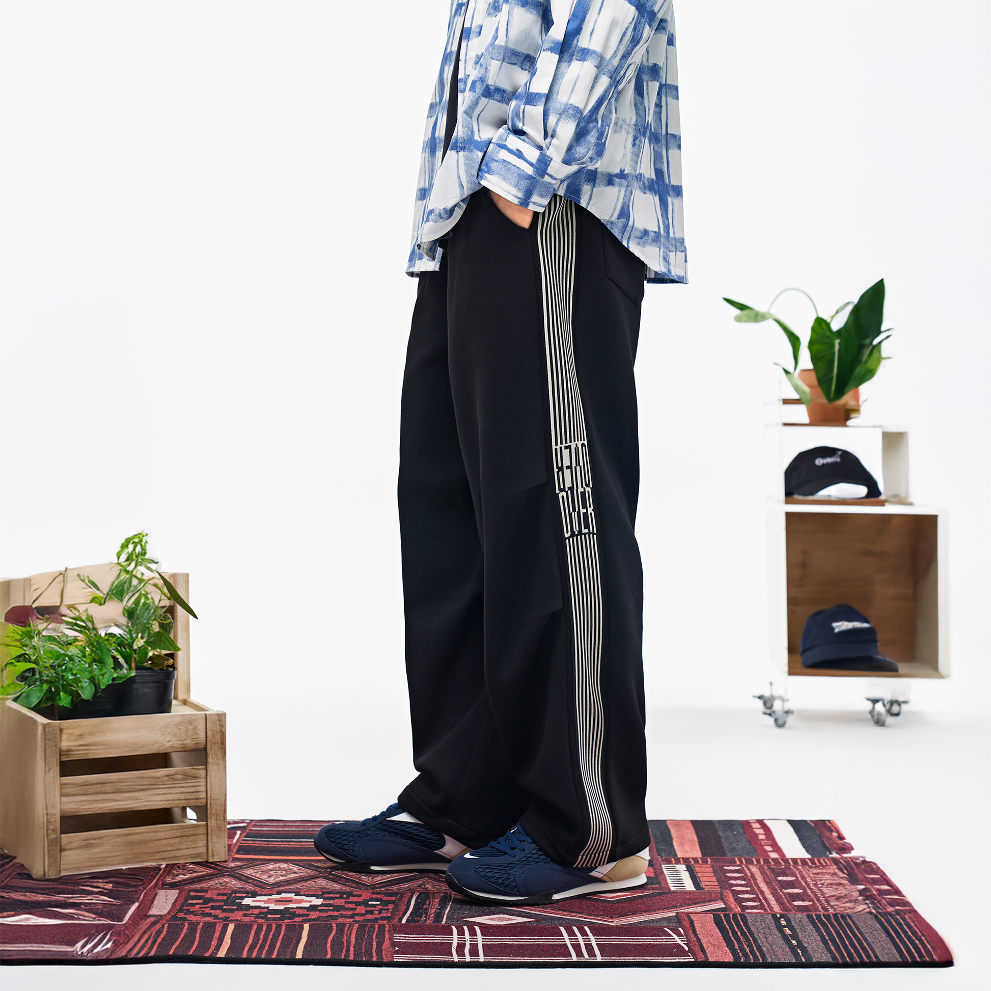 OVERLAPS Striped Panel Track Pants-Pants-S-Free Shipping Leatheretro