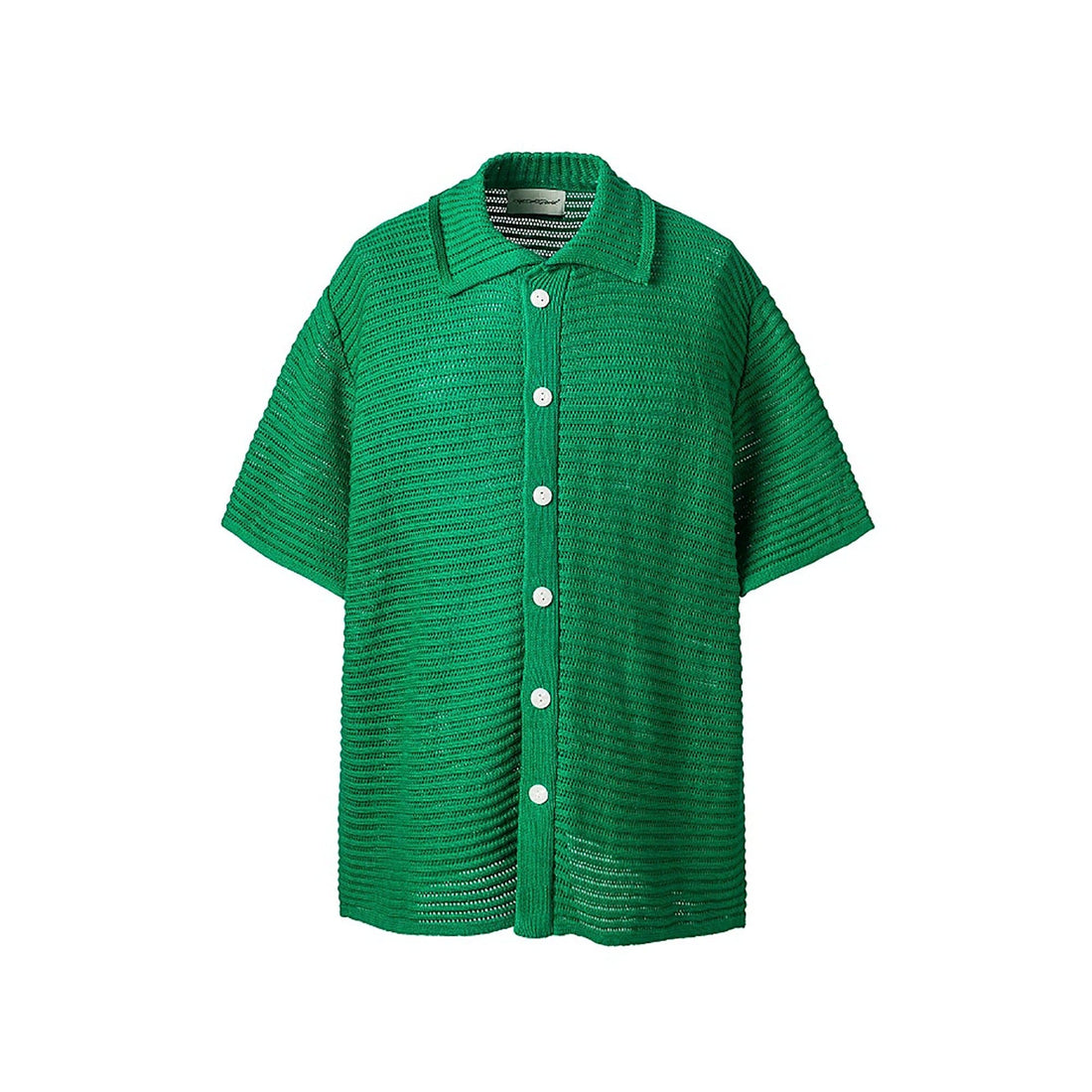 ME DA IGUAL Essential Striped Mesh Button-Up Half Shirt-Half shirt-M-Free Shipping Leatheretro