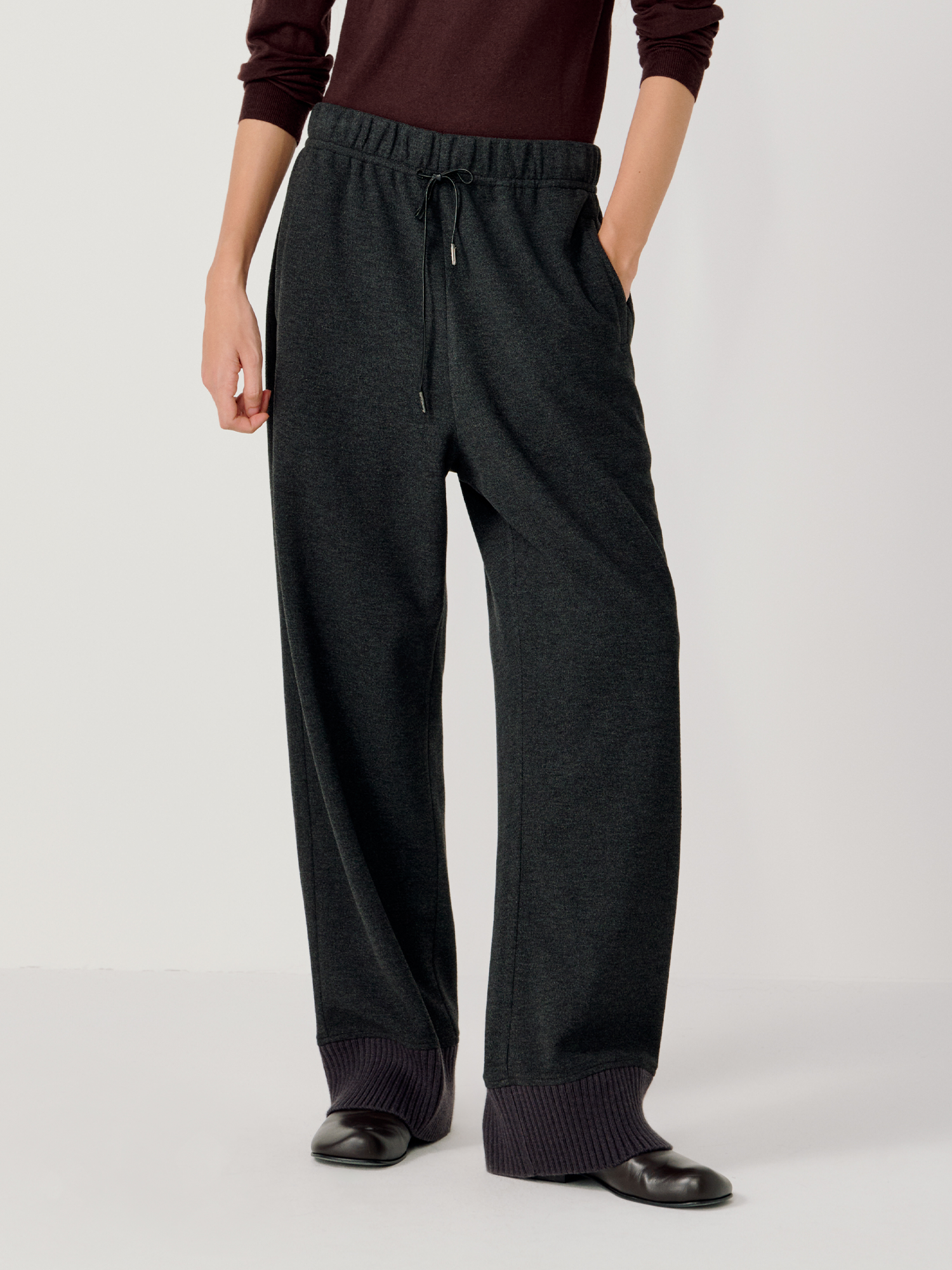 OPICLOTH Ribbed-Hem Drawstring Knit Trousers-Pants-XS-Free Shipping Leatheretro