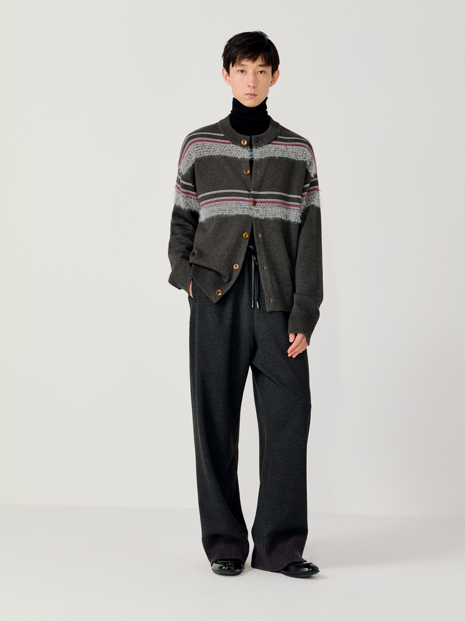 OPICLOTH Ribbed-Hem Drawstring Knit Trousers-Pants-XS-Free Shipping Leatheretro