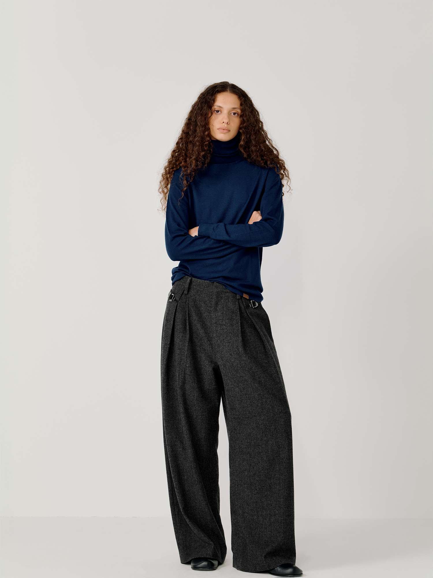 OPICLOTH Herringbone Pleated Wool-Blend Trousers-Pants-XS-Free Shipping Leatheretro