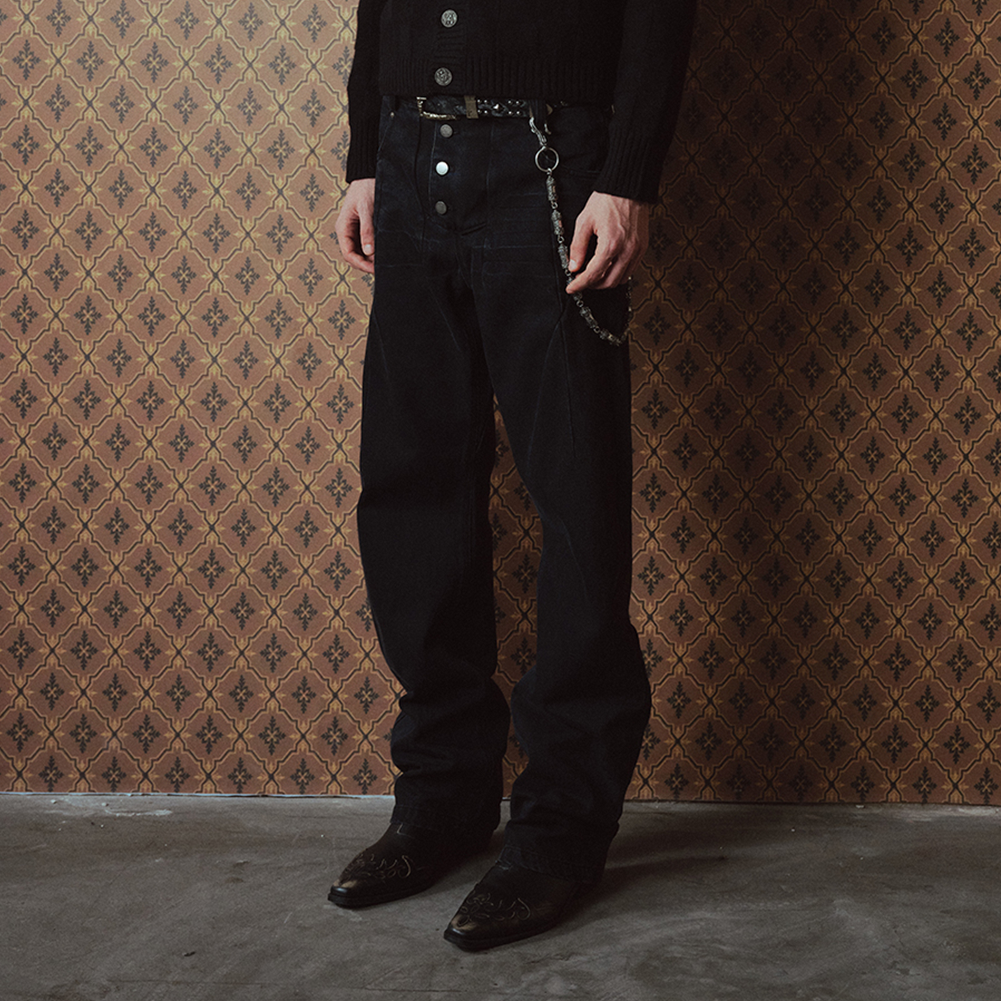 RICHILL Washed Panel Button-Fly Balloon-Leg Jeans-Jeans-S-Free Shipping Leatheretro