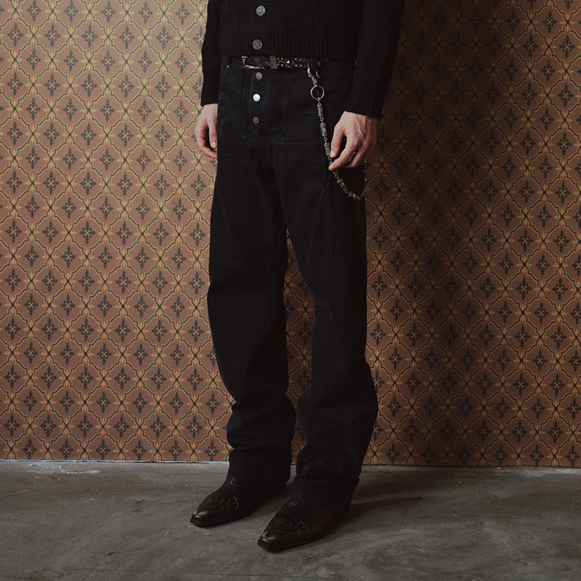 RICHILL Washed Panel Button-Fly Balloon-Leg Jeans-Jeans-S-Free Shipping Leatheretro