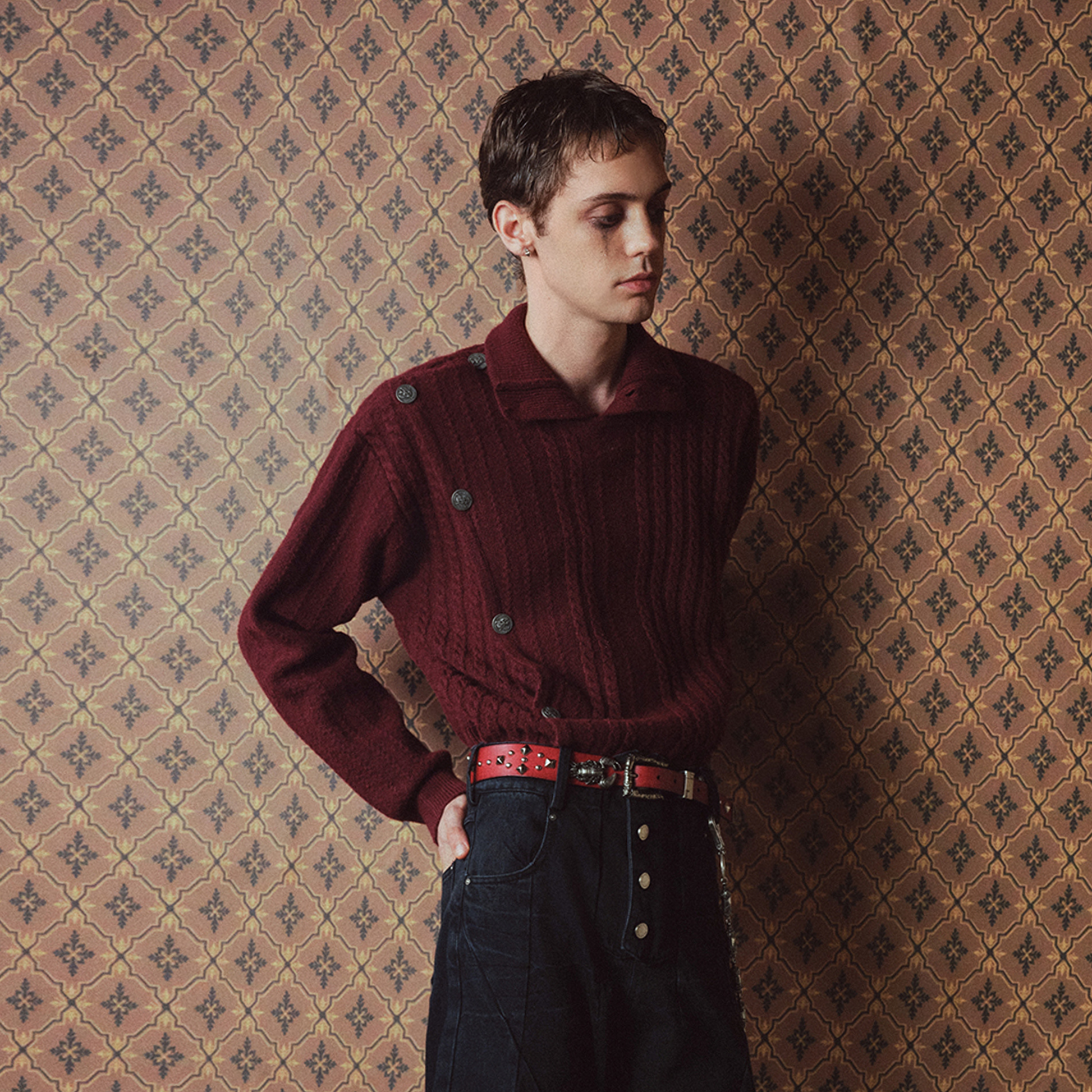 RICHILL Asym Buttoned Cable-Knit Sweater-Sweater-S-Free Shipping Leatheretro