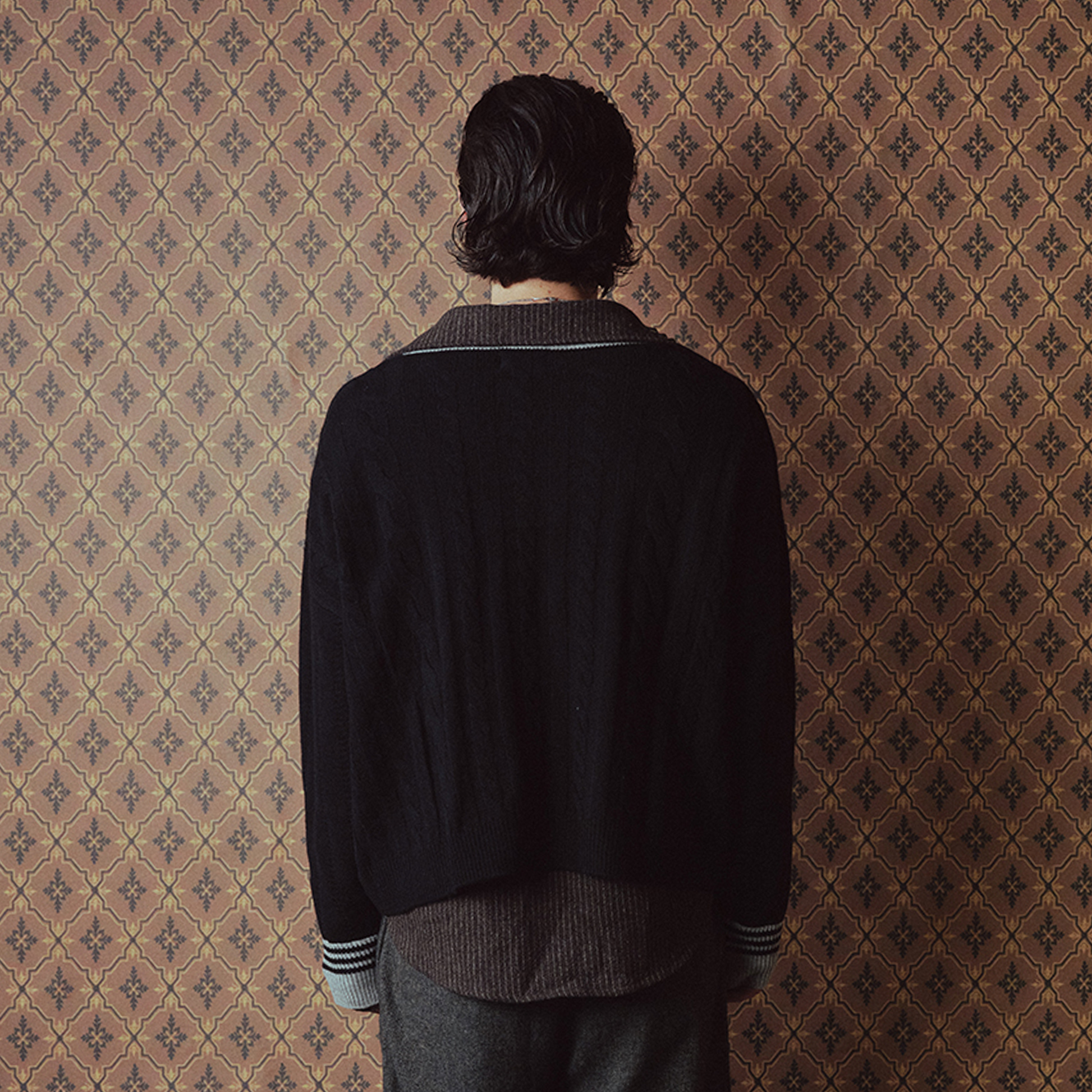 RICHILL Contrast Trim Cable Knit Cardigan-Sweater-S-Free Shipping Leatheretro