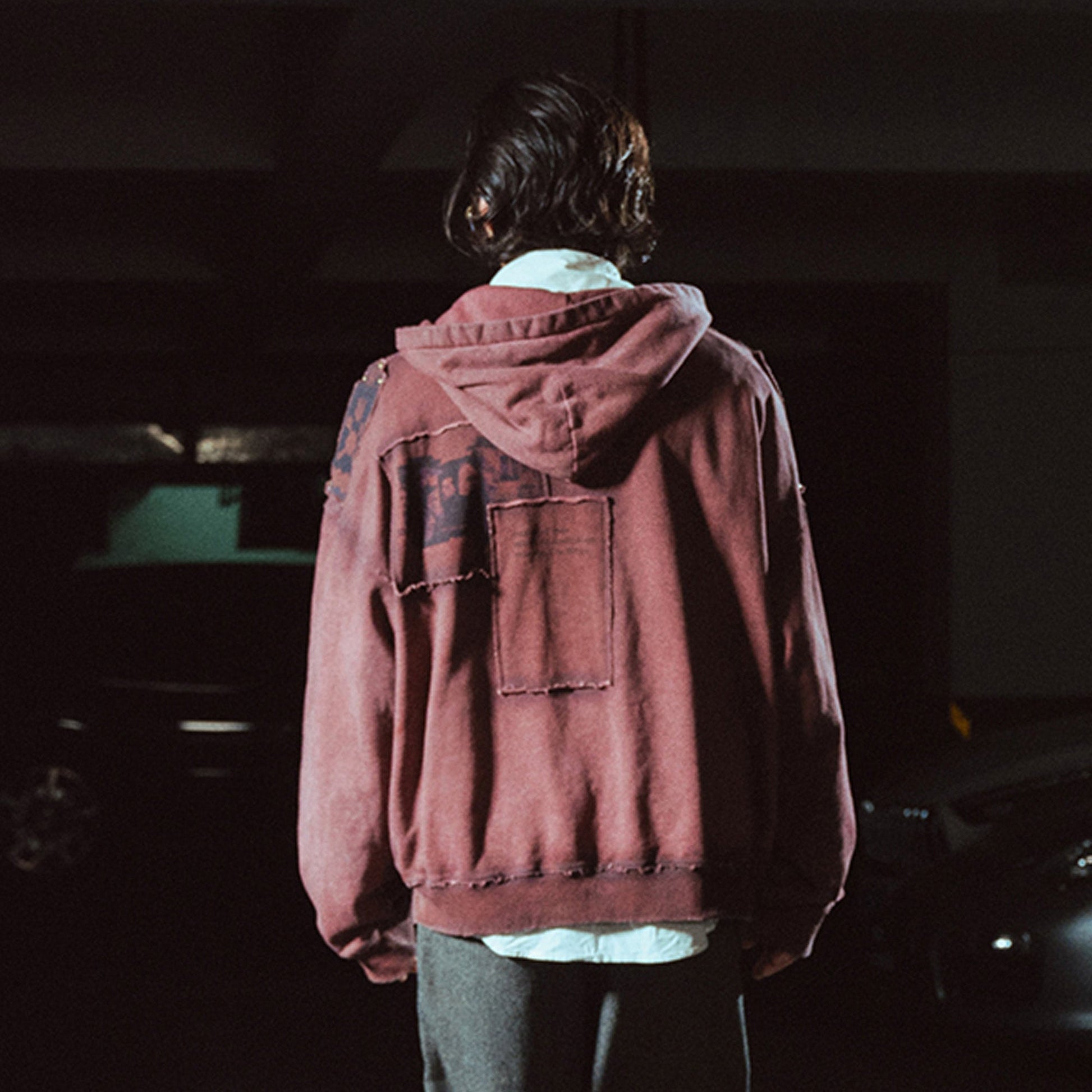 RICHILL Distressed Studded Epaulet Hoodie-Hoodie-S-Free Shipping Leatheretro