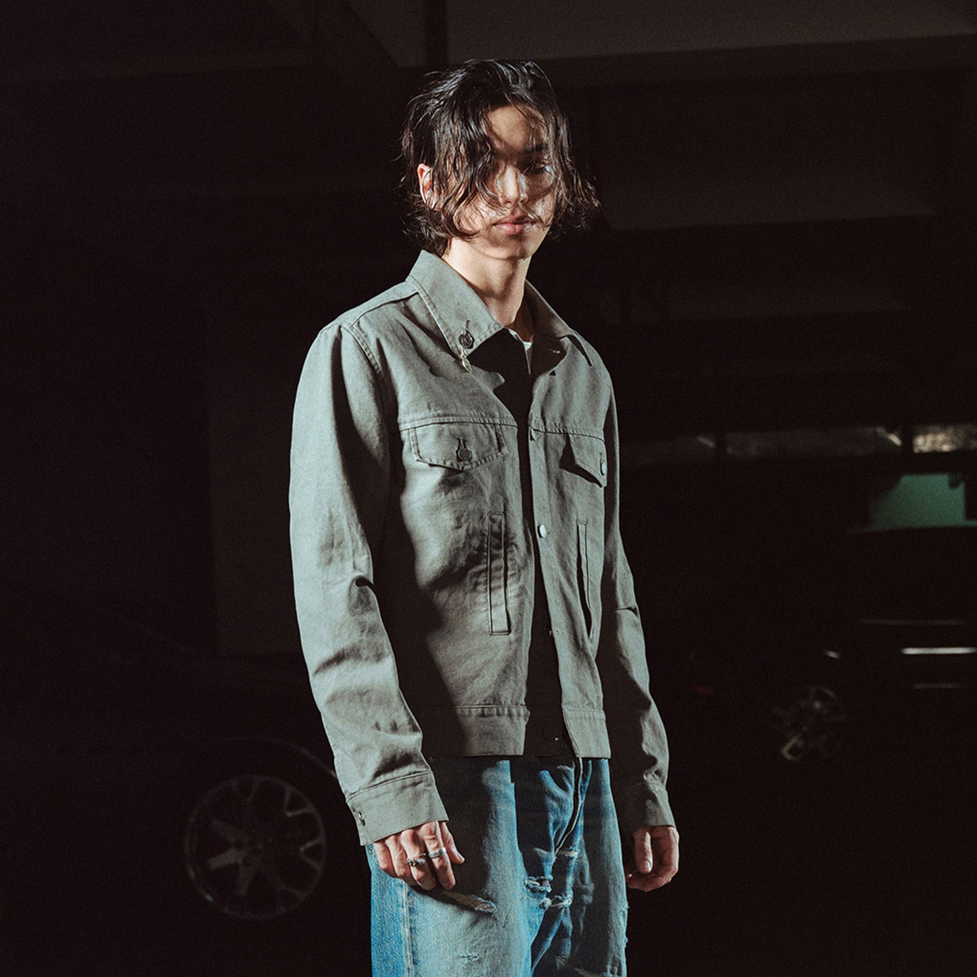 RICHILL Ancient Coin Graphic Curved-Sleeve Canvas Jacket-Jacket-S-Free Shipping Leatheretro