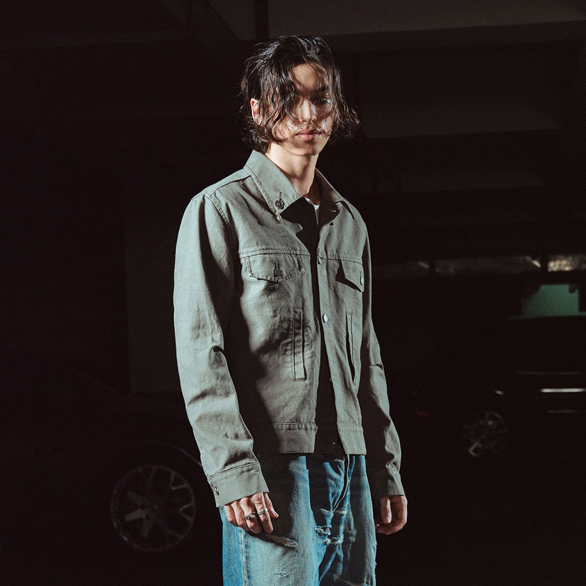 RICHILL Ancient Coin Graphic Curved-Sleeve Canvas Jacket-Jacket-S-Free Shipping Leatheretro