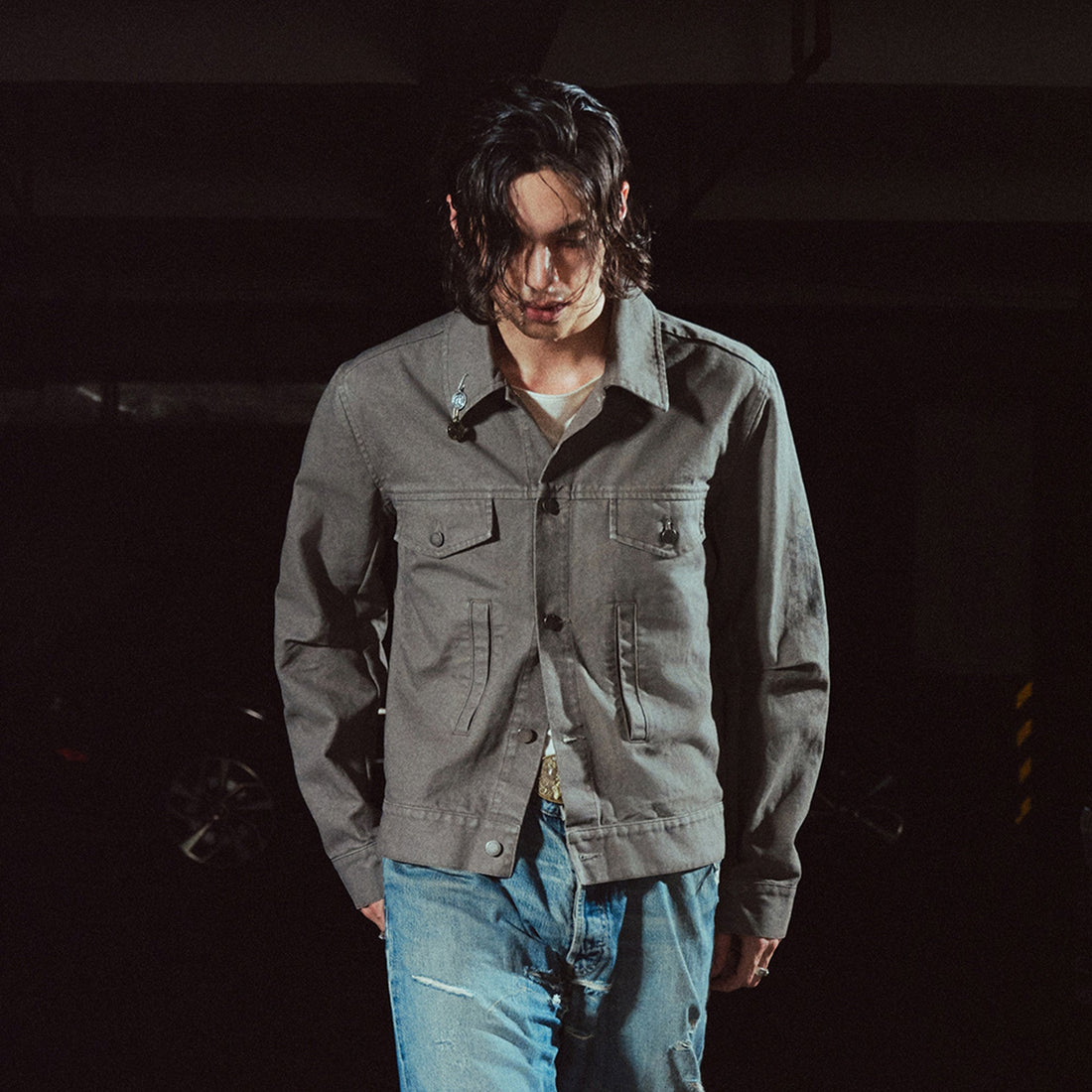 RICHILL Ancient Coin Graphic Curved-Sleeve Canvas Jacket-Jacket-S-Free Shipping Leatheretro