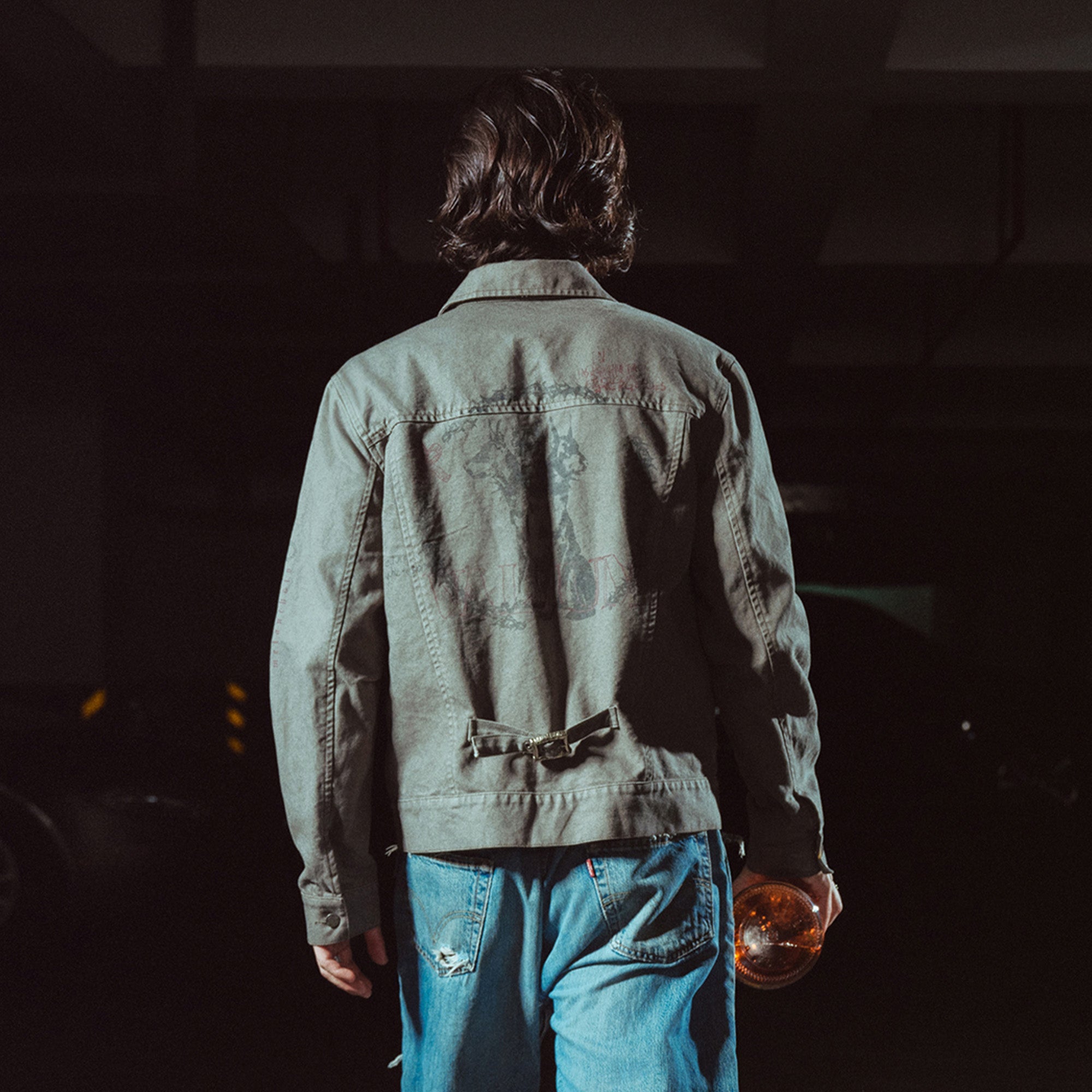 RICHILL Ancient Coin Graphic Curved-Sleeve Canvas Jacket-Jacket-S-Free Shipping Leatheretro