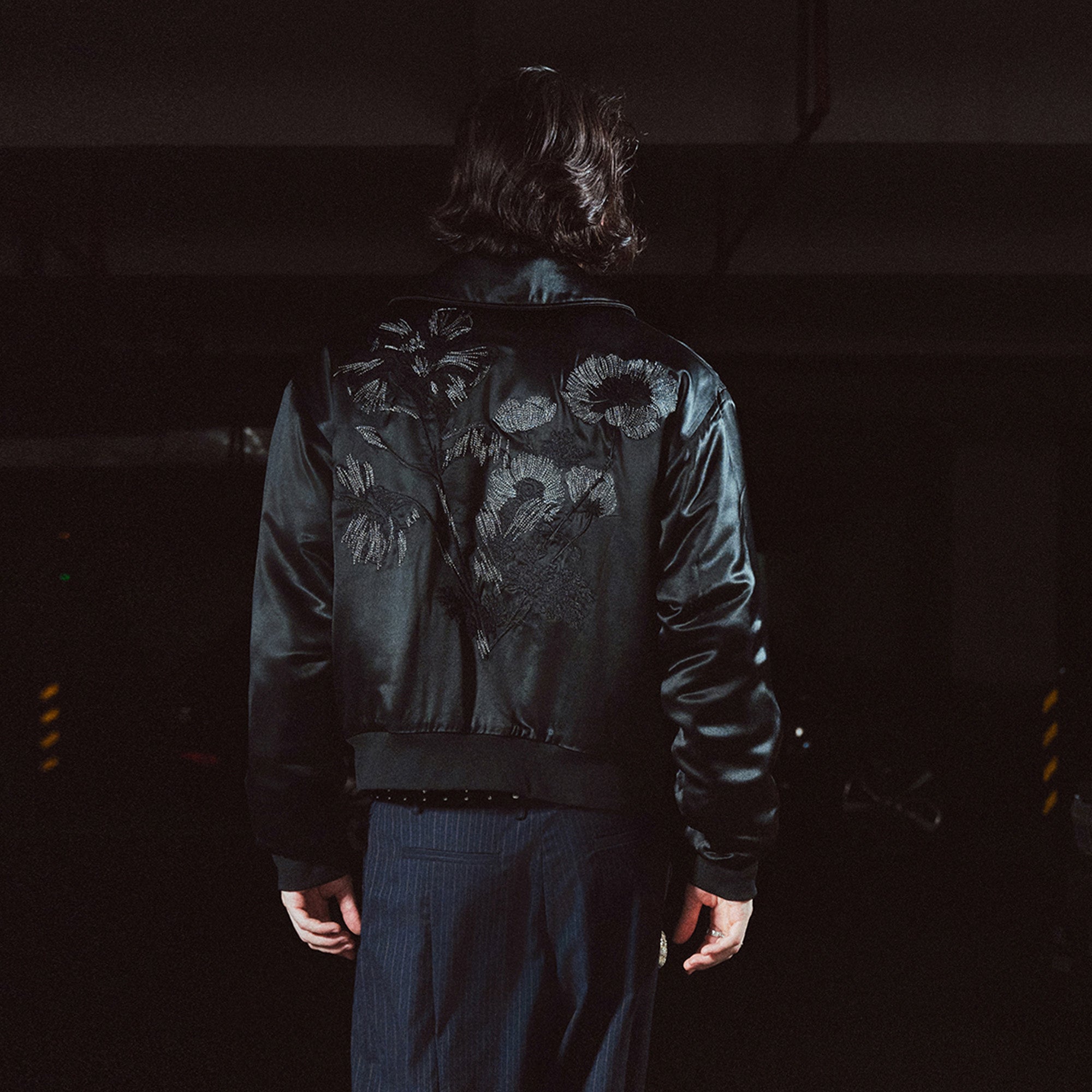 RICHILL Floral Embroidered Acetate Bomber Jacket-Jacket-S-Free Shipping Leatheretro