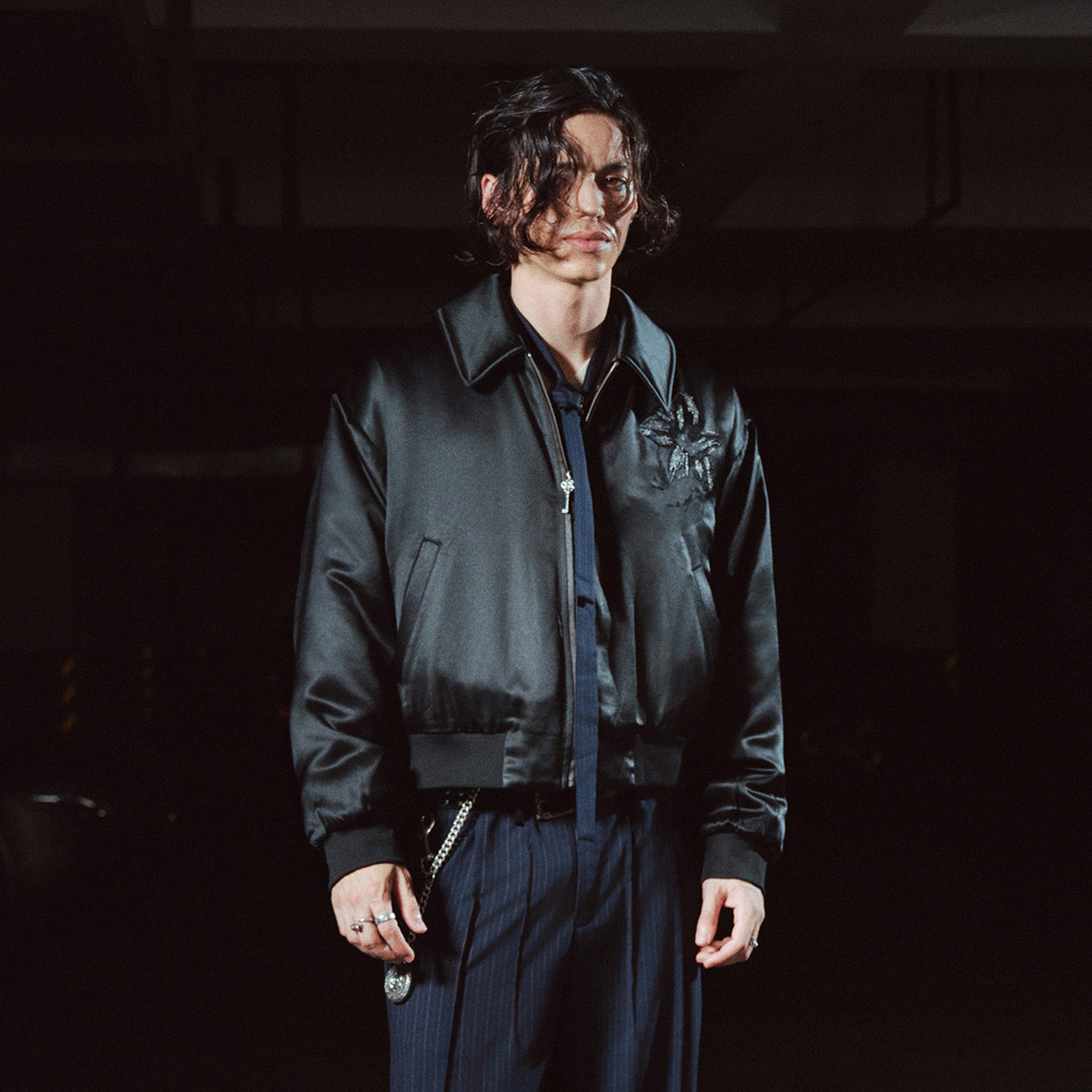 RICHILL Floral Embroidered Acetate Bomber Jacket-Jacket-S-Free Shipping Leatheretro