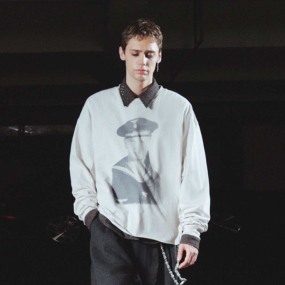 RICHILL Retro Naval Graphic Crewneck Long-Sleeve Tee-L/S Tee-S-Free Shipping Leatheretro