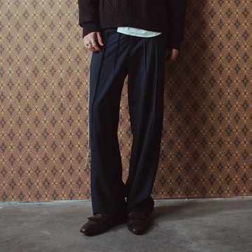 RICHILL Asymmetric Waist Pinstripe Pleated Wide-Leg Trousers-Pants-S-Free Shipping Leatheretro