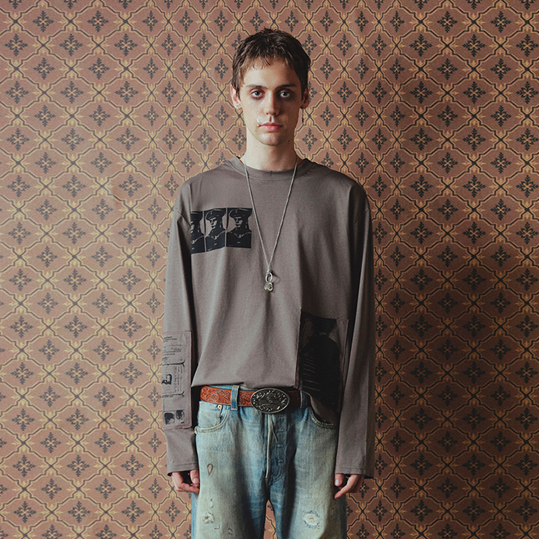 RICHILL Military Graphic Patch Long-Sleeve Tee-L/S Tee-S-Free Shipping Leatheretro