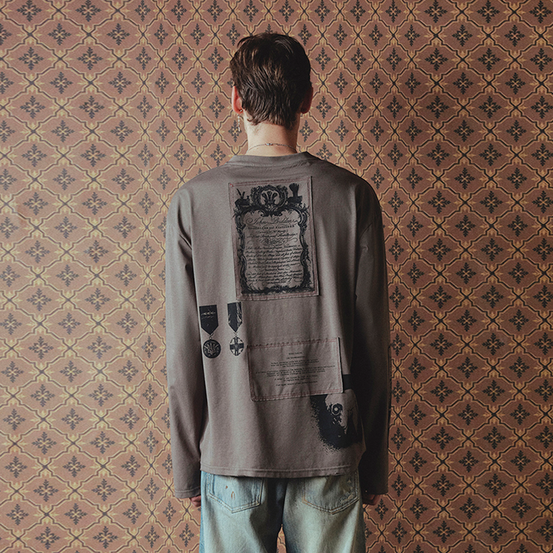 RICHILL Military Graphic Patch Long-Sleeve Tee-L/S Tee-S-Free Shipping Leatheretro