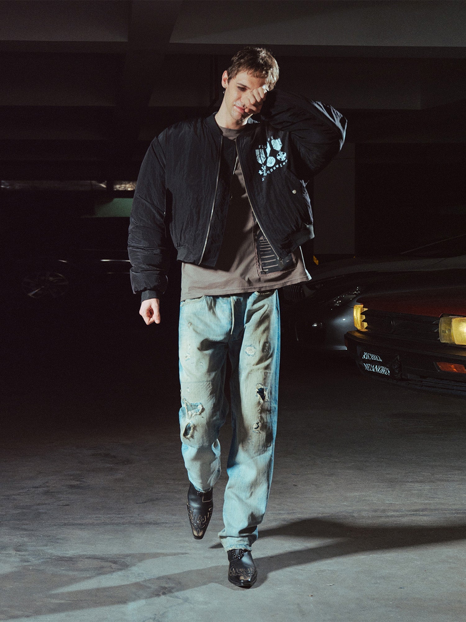 RICHILL Medal Graphic Cropped Bomber Jacket-Jacket-S-Free Shipping Leatheretro