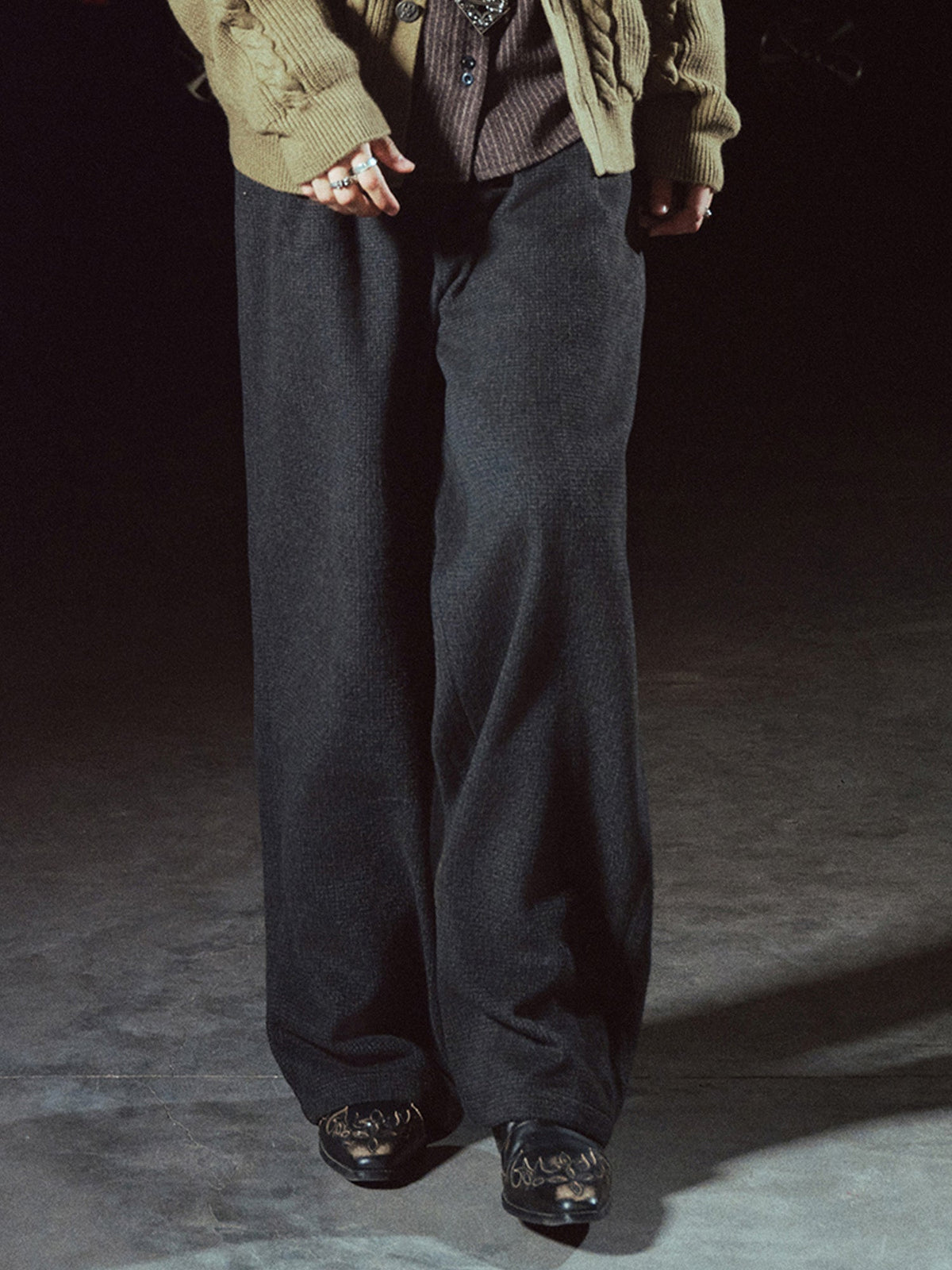 RICHILL Panel Pleated Wide-Leg Trousers-Jeans-S-Free Shipping Leatheretro