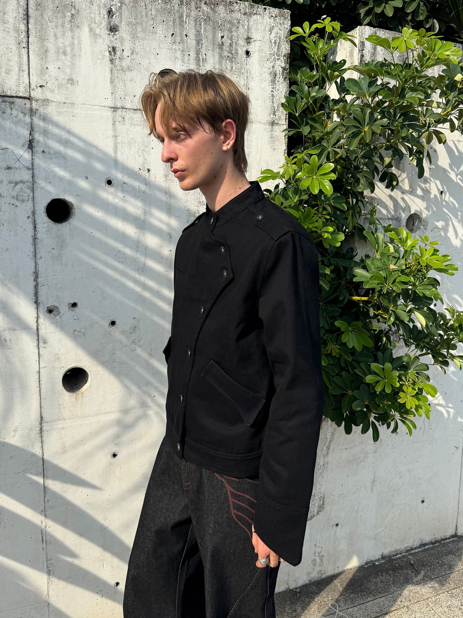 ESAIAS Asymmetric Stand-Collar Military Jacket-Jacket-S (Preorder)-Free Shipping Leatheretro