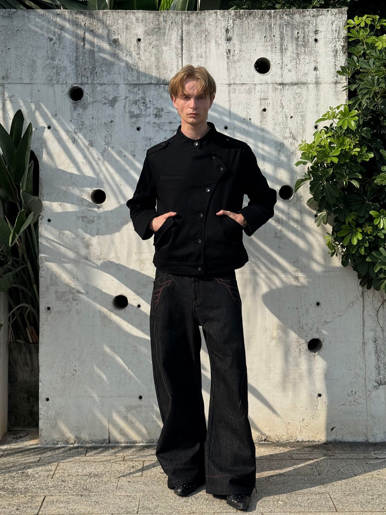 ESAIAS Asymmetric Stand-Collar Military Jacket-Jacket-S (Preorder)-Free Shipping Leatheretro