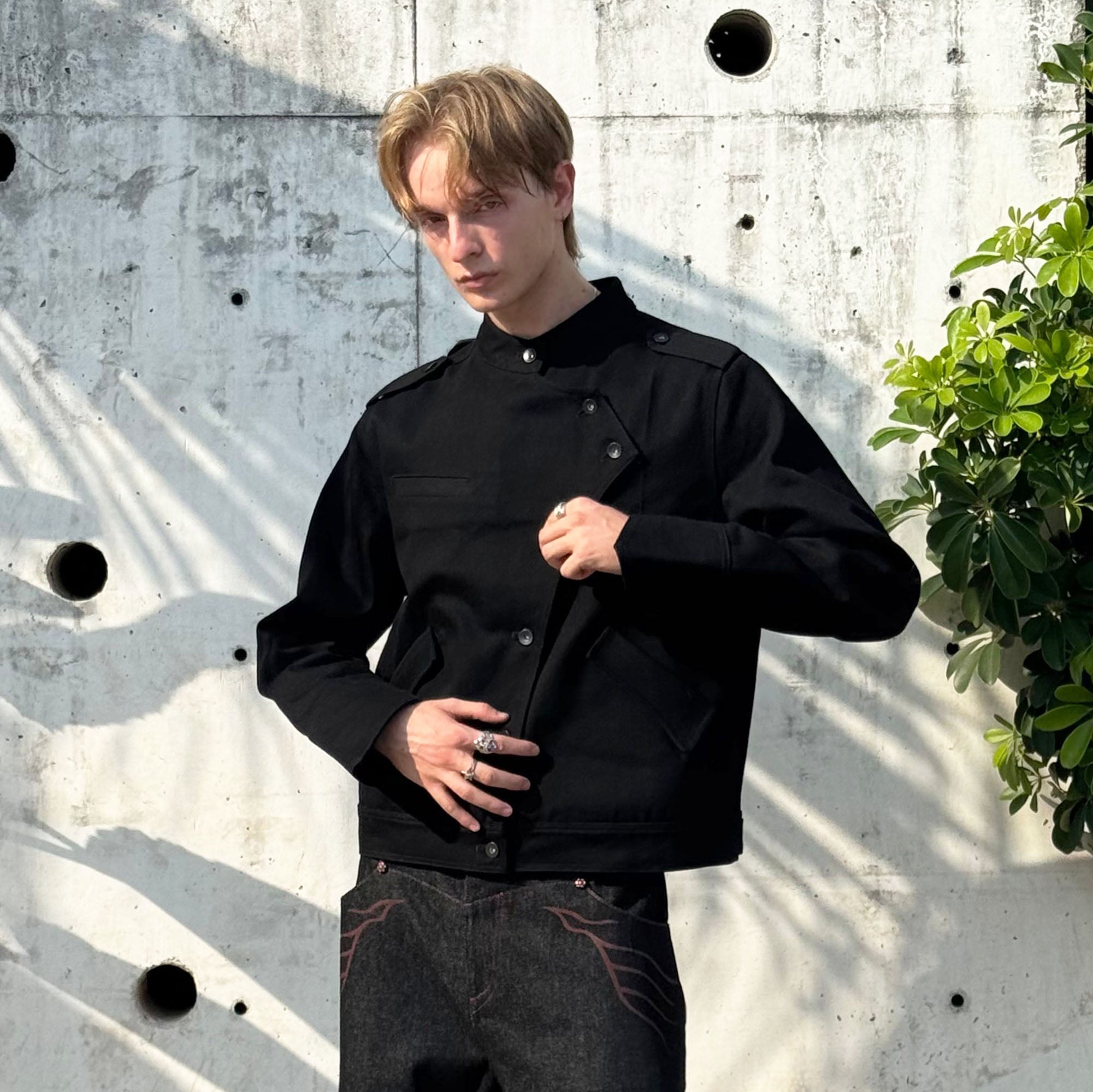 ESAIAS Asymmetric Stand-Collar Military Jacket-Jacket-S (Preorder)-Free Shipping Leatheretro