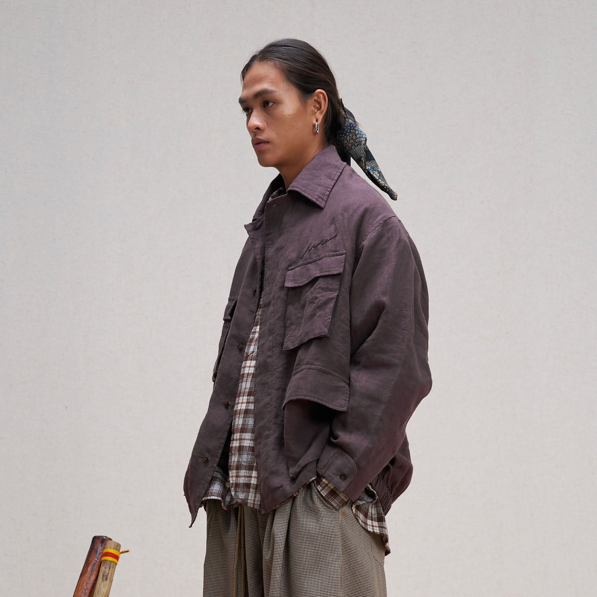 UNLIMITED MOTE Multi-Pocket Linen Shirt-Shirt-S-Purple-Free Shipping Leatheretro