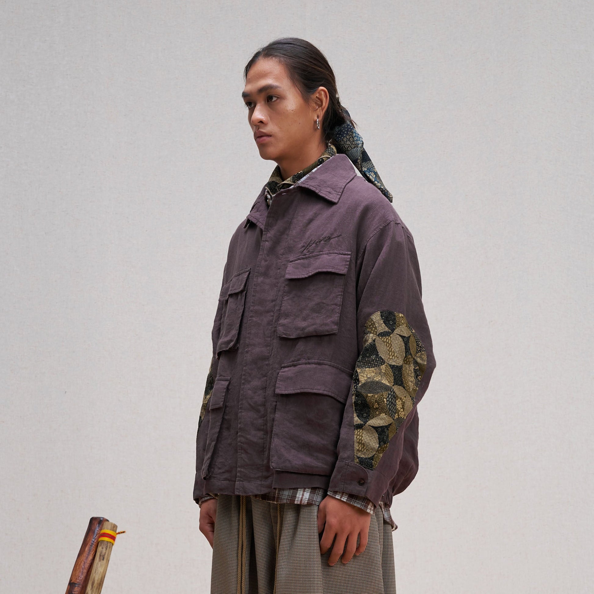 UNLIMITED MOTE Patched Elbow Multi-Pocket Linen Jacket-Jacket-S-White-Free Shipping Leatheretro