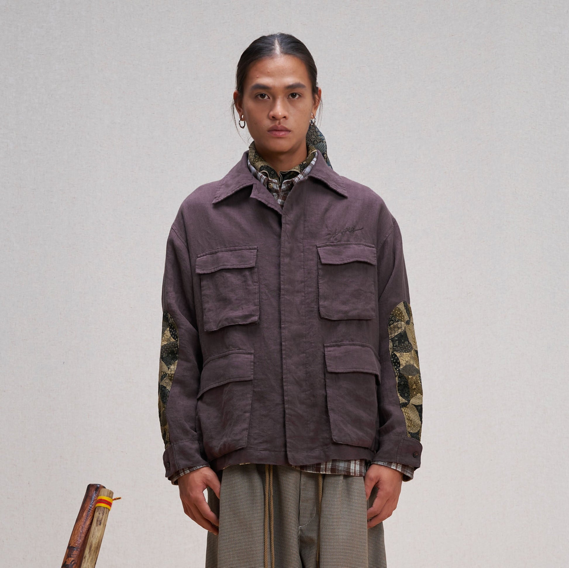 UNLIMITED MOTE Patched Elbow Multi-Pocket Linen Jacket-Jacket-S-White-Free Shipping Leatheretro