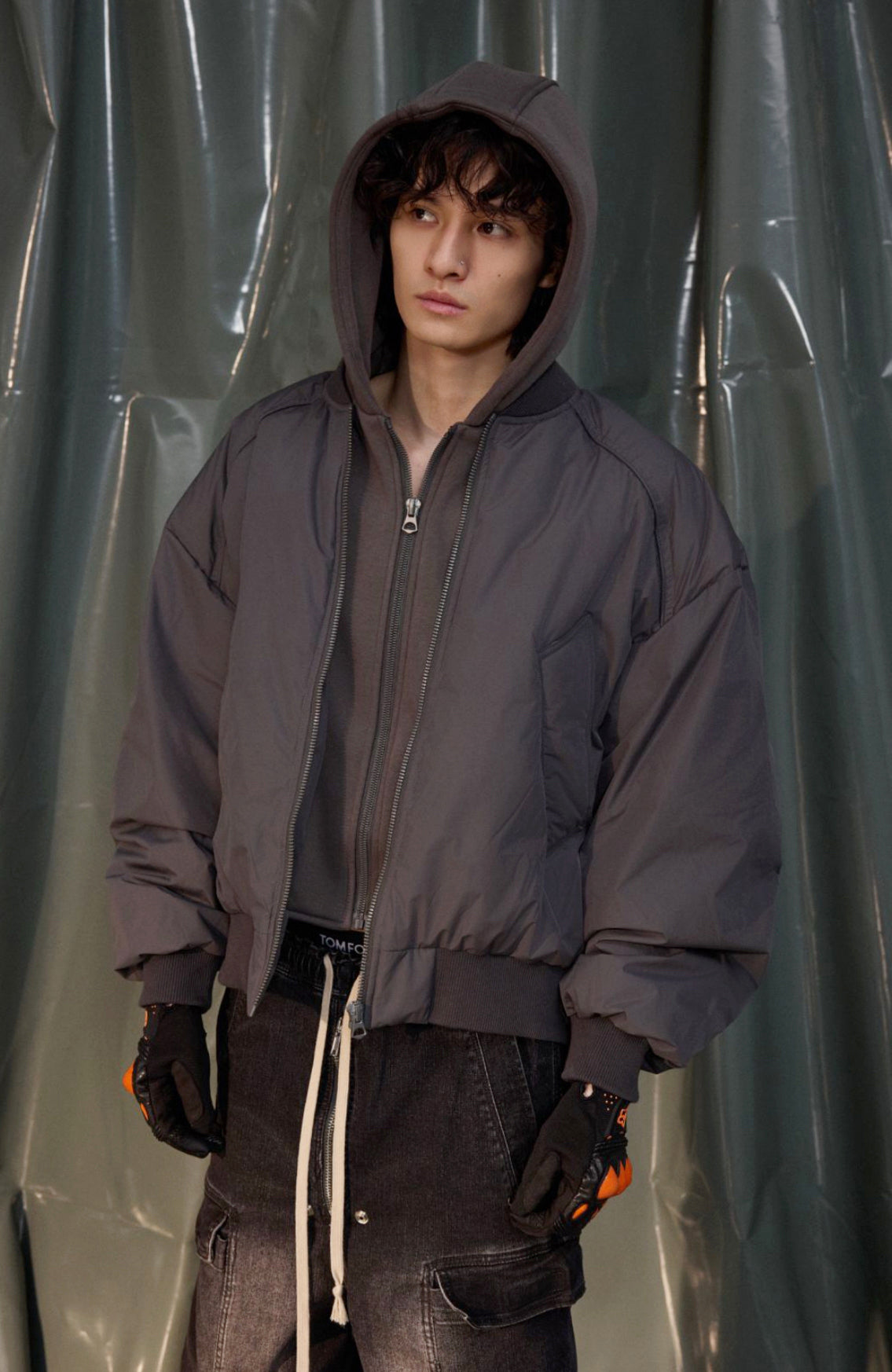 RECOVER ZONE Ruched Layered Hooded Down Jacket-Jacket-S-Dark Gray-Free Shipping Leatheretro
