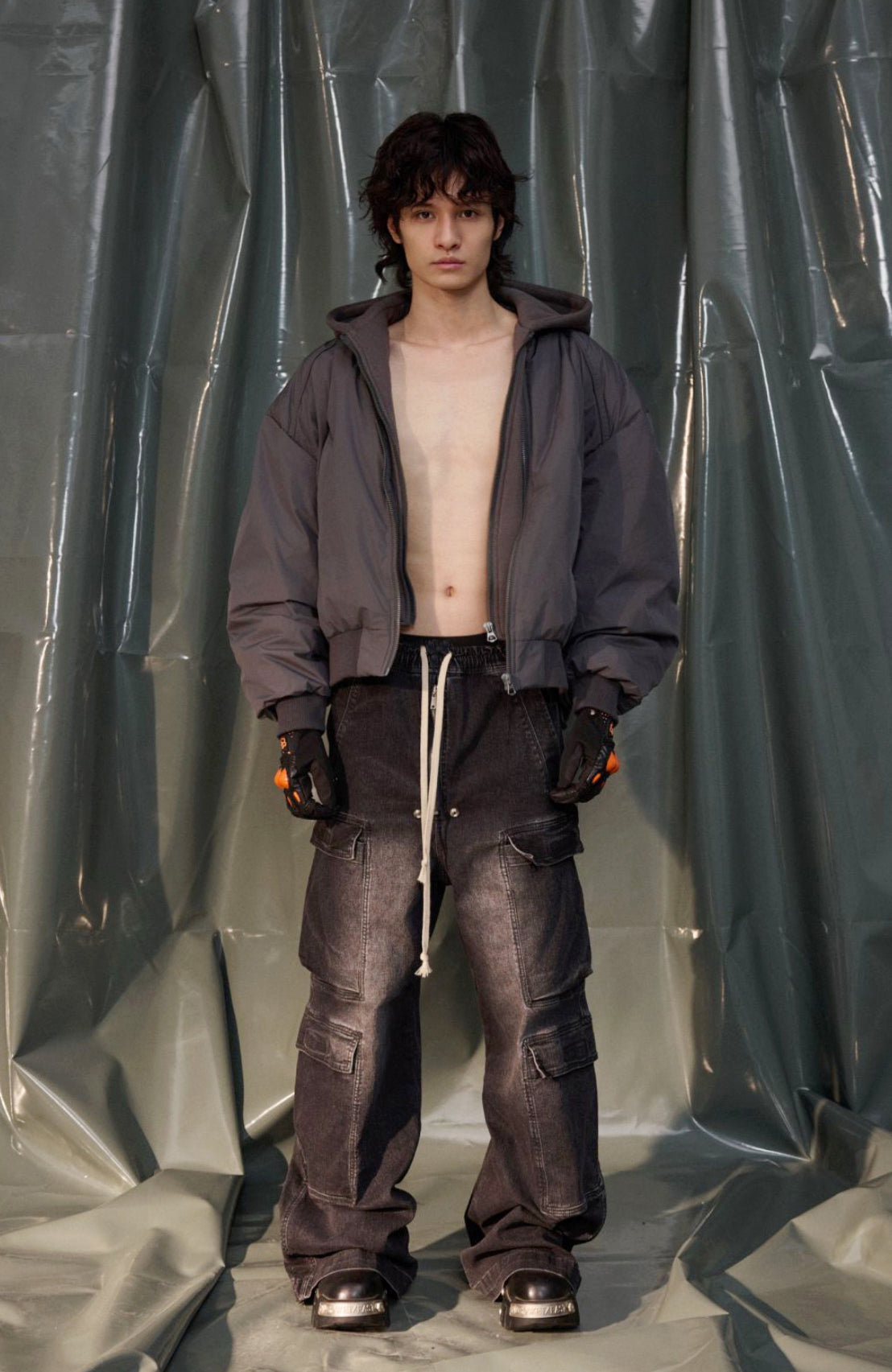 RECOVER ZONE Ruched Layered Hooded Down Jacket-Jacket-S-Dark Gray-Free Shipping Leatheretro