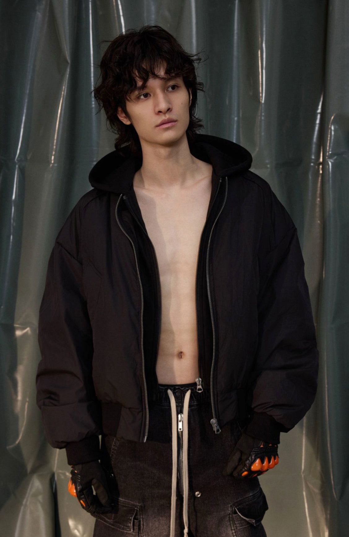 RECOVER ZONE Ruched Layered Hooded Down Jacket-Jacket-S-Dark Gray-Free Shipping Leatheretro