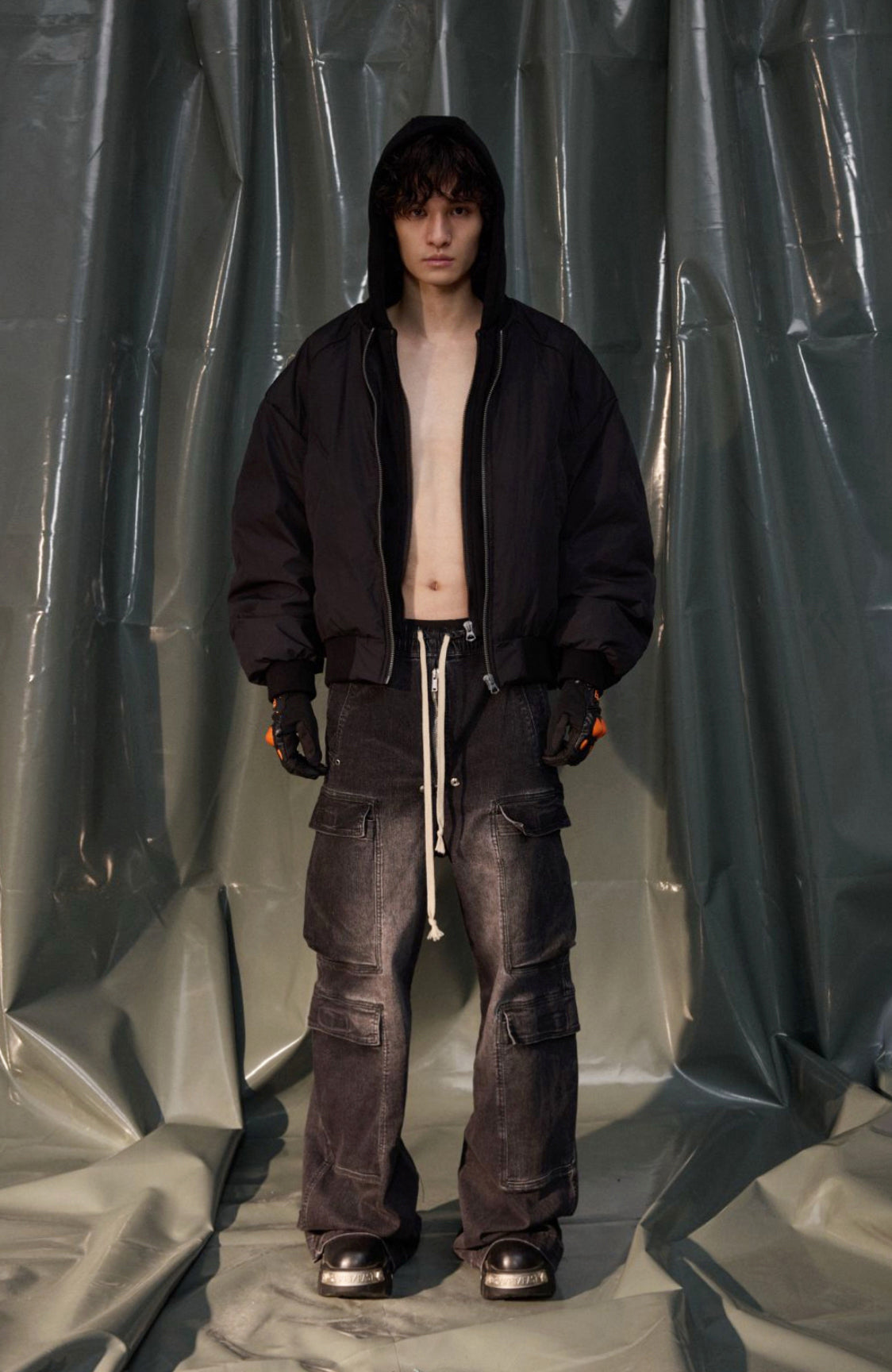 RECOVER ZONE Ruched Layered Hooded Down Jacket-Jacket-S-Dark Gray-Free Shipping Leatheretro