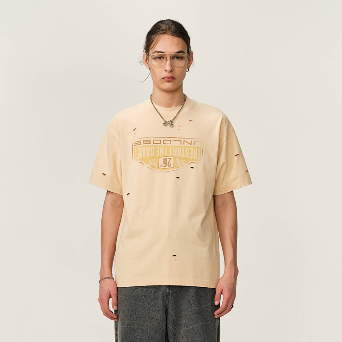 OVDY Retro Distressed Graphic T-Shirt-T Shirt-S-Yellow-Free Shipping Leatheretro