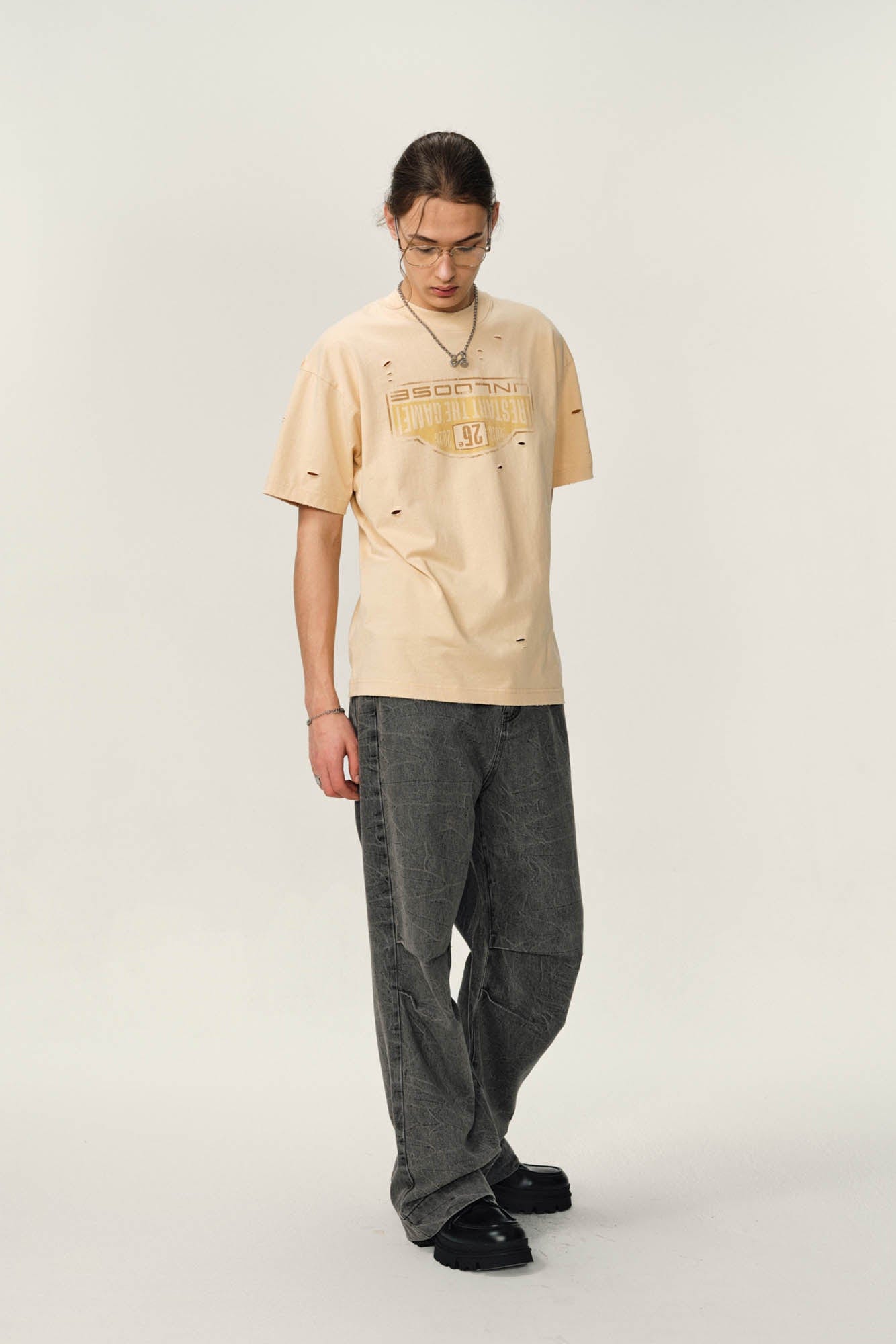 OVDY Retro Distressed Graphic T-Shirt-T Shirt-S-Yellow-Free Shipping Leatheretro