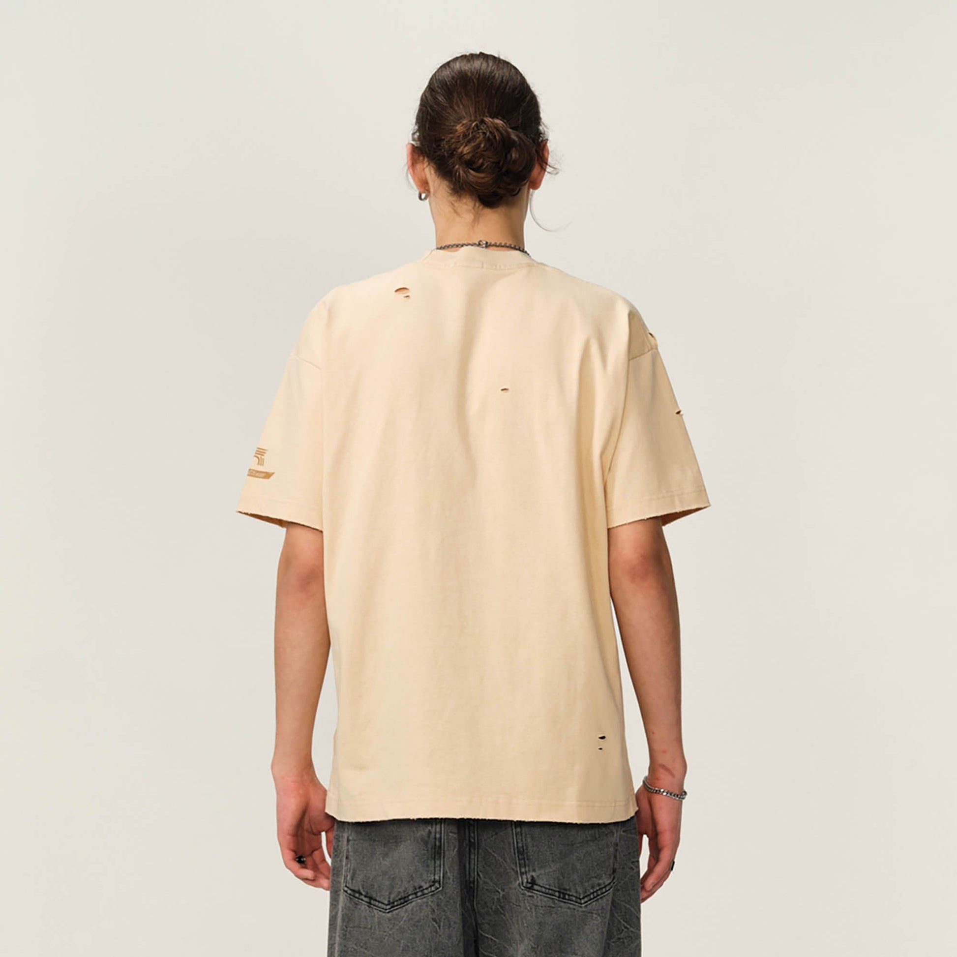 OVDY Retro Distressed Graphic T-Shirt-T Shirt-S-Yellow-Free Shipping Leatheretro