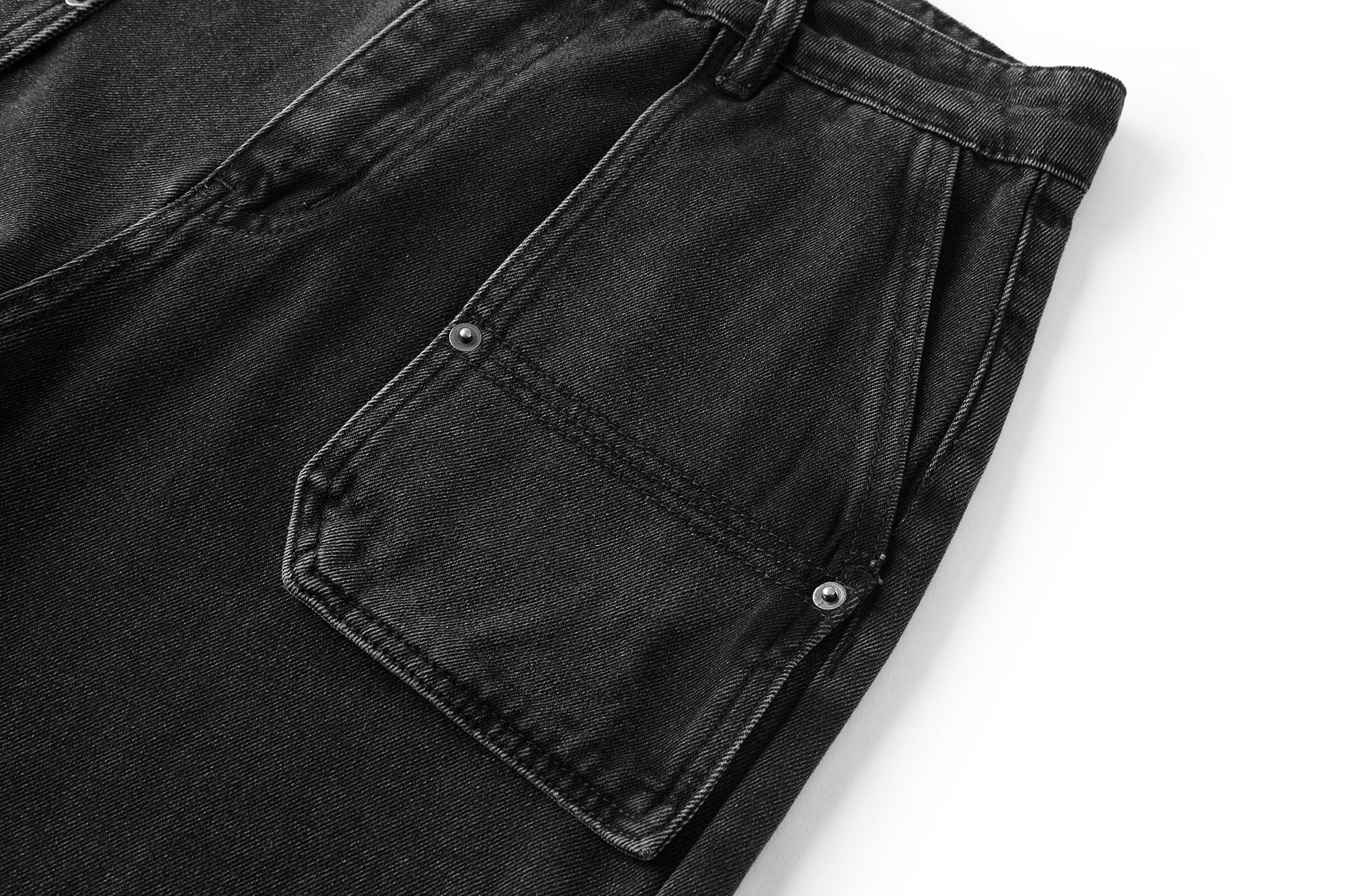 BONELESS Crinkled Embroidered Straight-Leg Jeans-Jeans-S-Free Shipping Leatheretro
