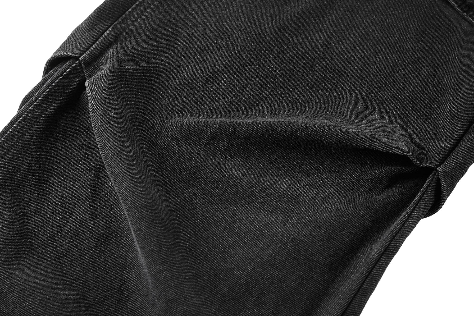 BONELESS Crinkled Embroidered Straight-Leg Jeans-Jeans-S-Free Shipping Leatheretro