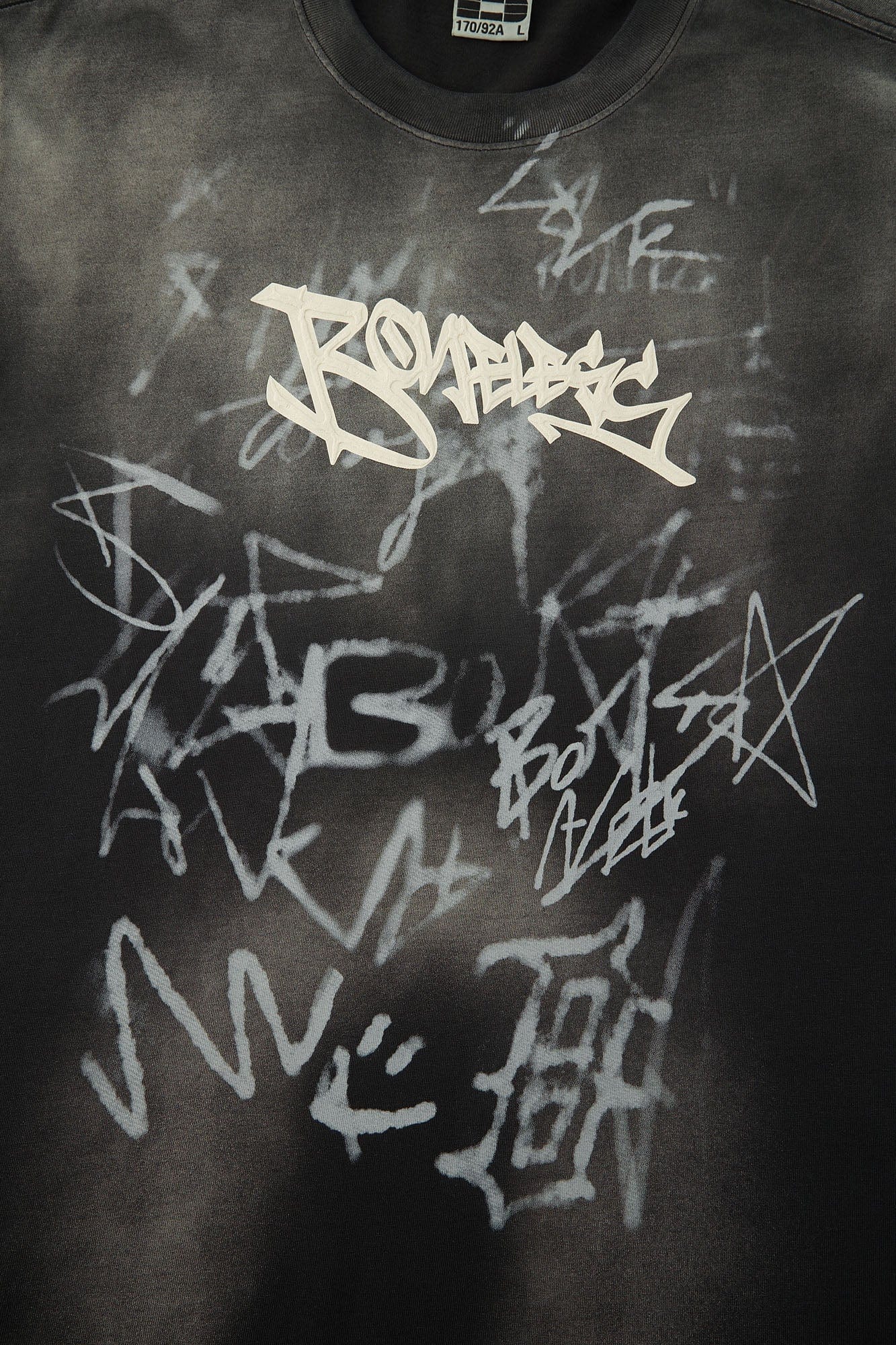 BONELESS Graffiti Distressed Washed T-Shirt-T Shirt-S-Black-Free Shipping Leatheretro