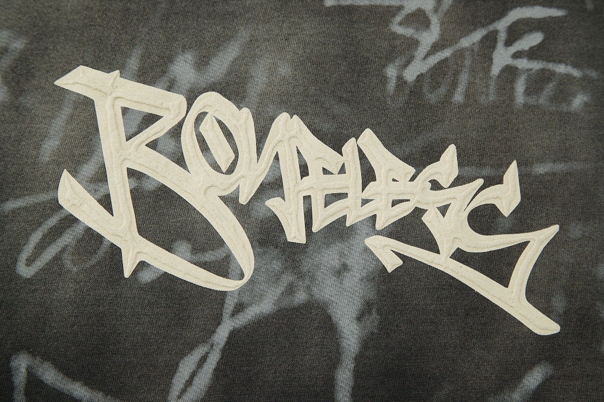 BONELESS Graffiti Distressed Washed T-Shirt-T Shirt-S-Black-Free Shipping Leatheretro