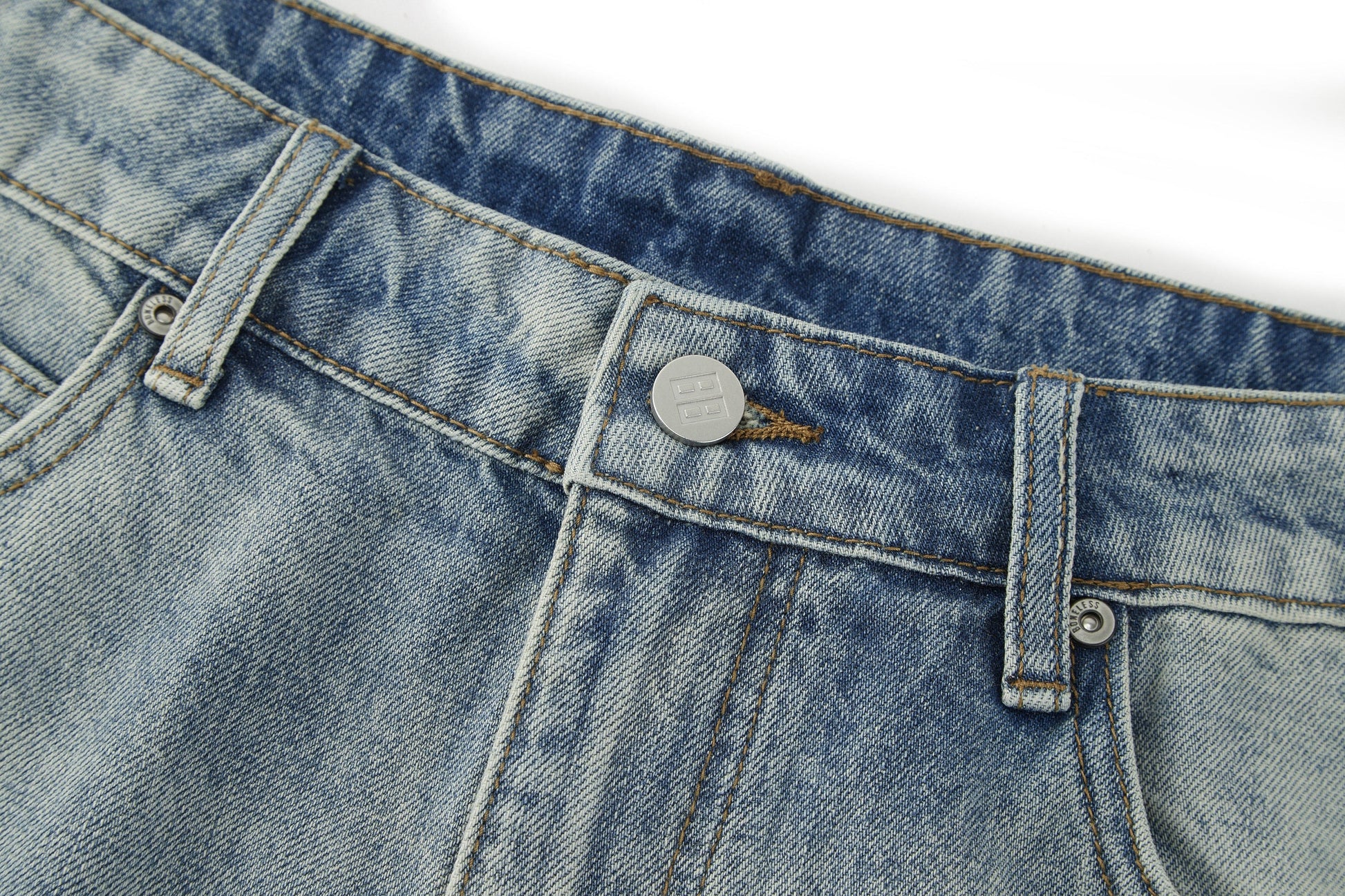 BONELESS Washed Ripped Hem Curved Baggy Jeans-Jeans-S-Blue-Free Shipping Leatheretro