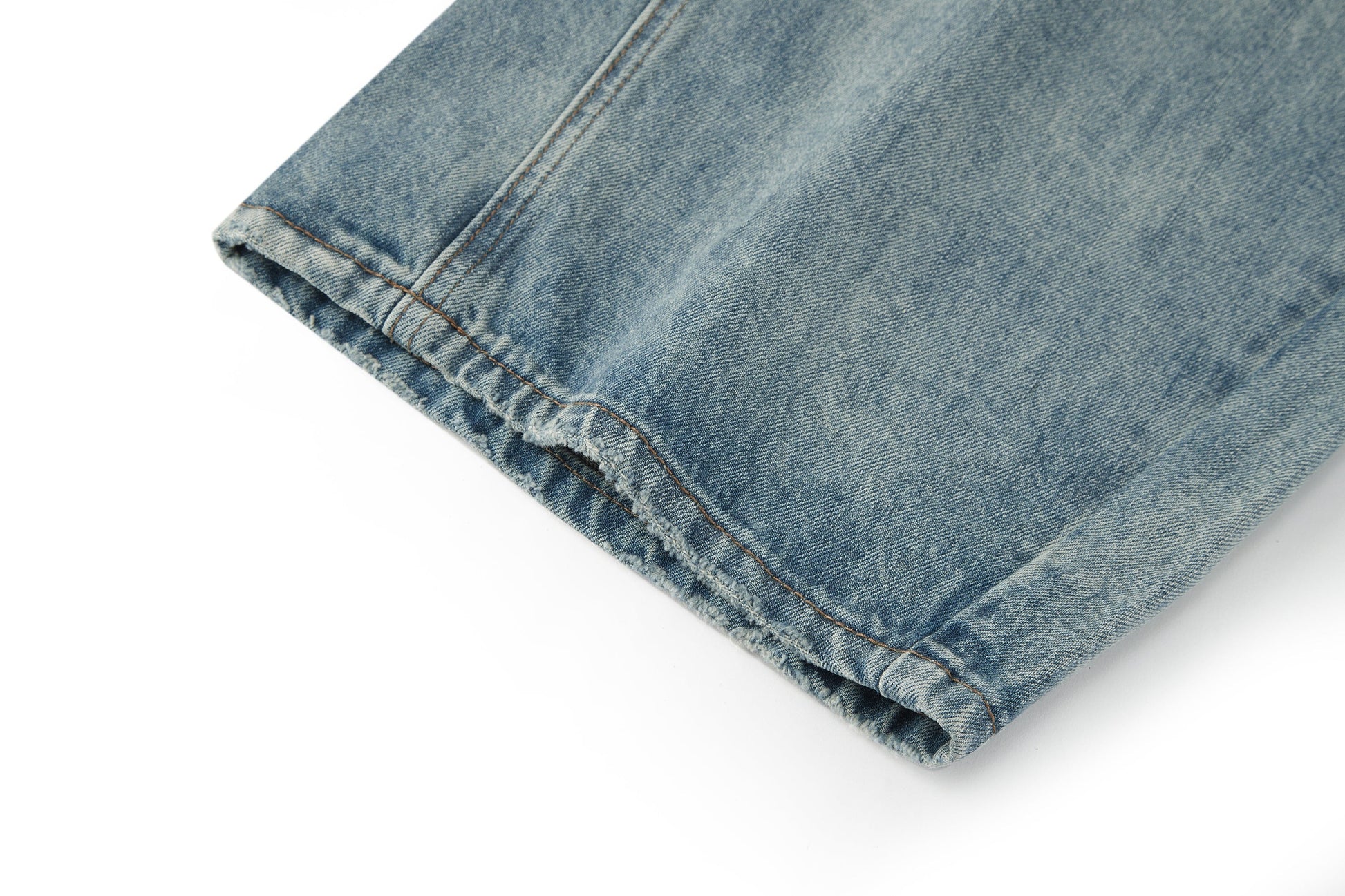 BONELESS Washed Ripped Hem Curved Baggy Jeans-Jeans-S-Blue-Free Shipping Leatheretro