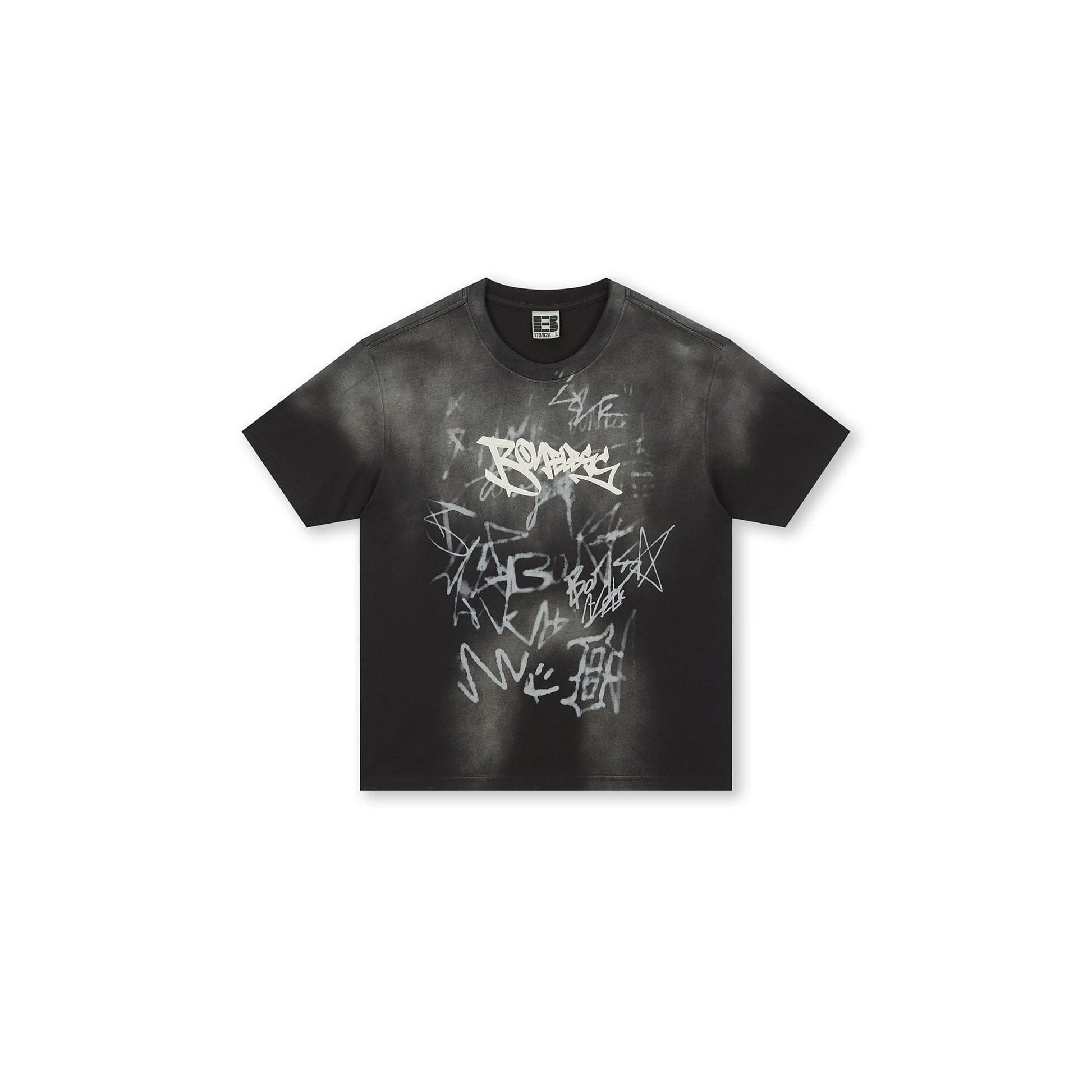 BONELESS Graffiti Distressed Washed T-Shirt-T Shirt-S-Black-Free Shipping Leatheretro