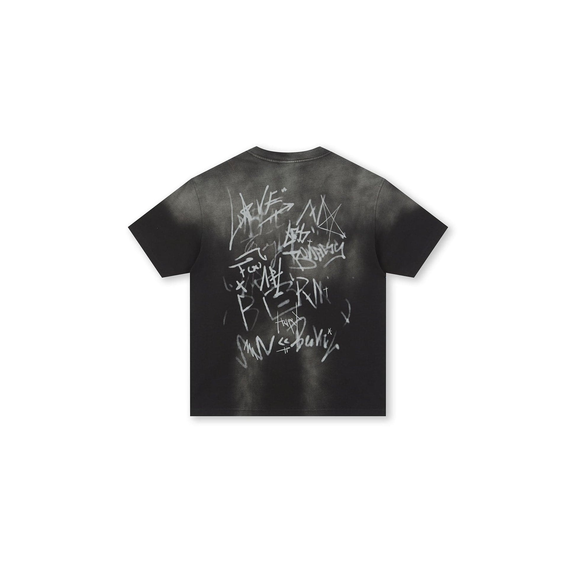 BONELESS Graffiti Distressed Washed T-Shirt-T Shirt-S-Black-Free Shipping Leatheretro