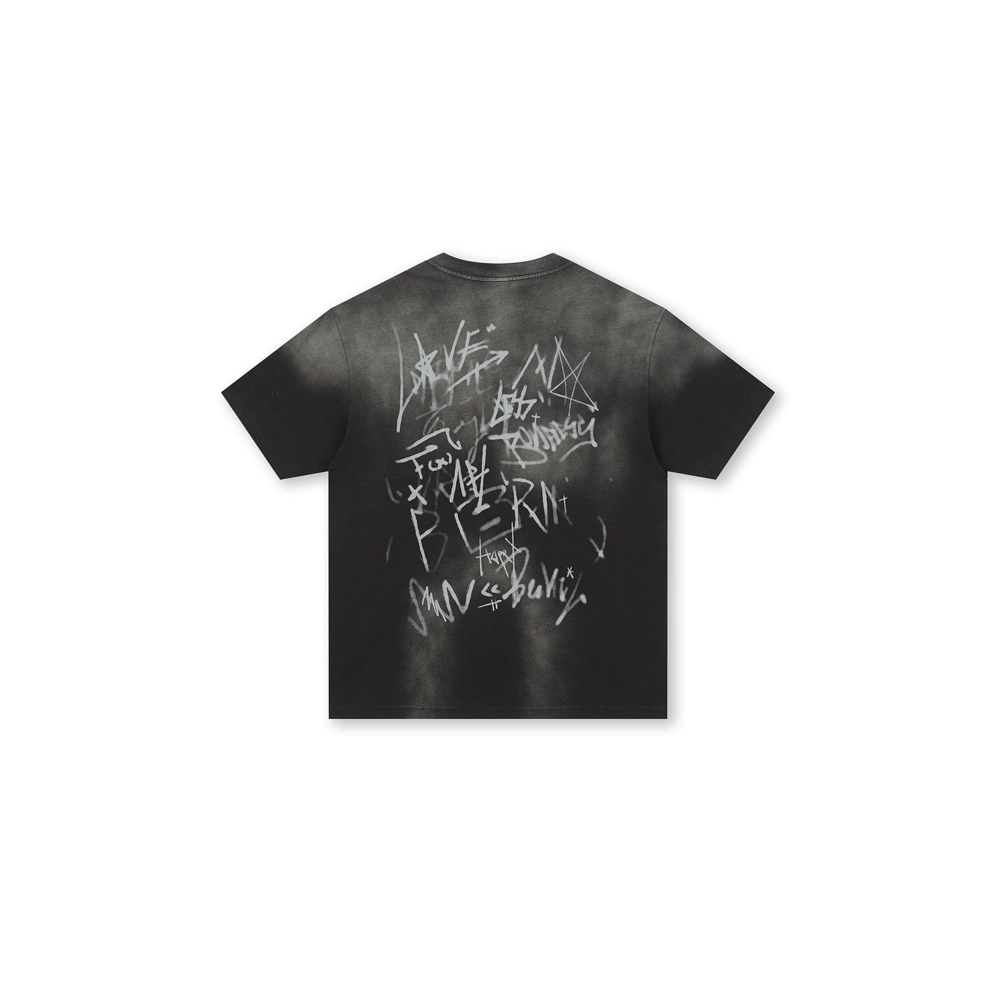 BONELESS Graffiti Distressed Washed T-Shirt-T Shirt-S-Black-Free Shipping Leatheretro