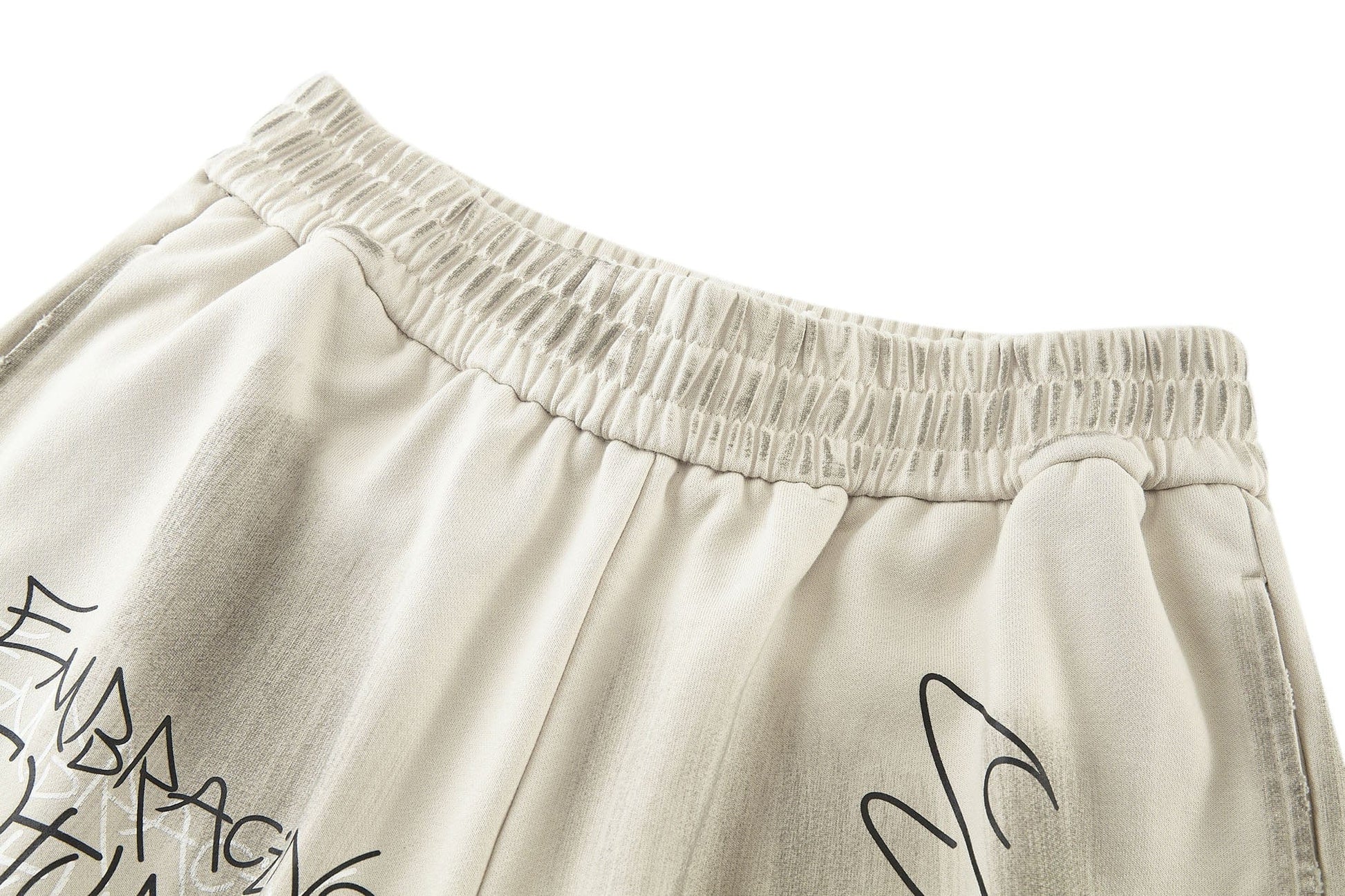 BONELESS Graffiti Distressed Washed Raw-Edge Shorts-Shorts-S-Free Shipping Leatheretro