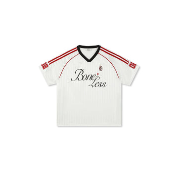 BONELESS Stripe Contrast V-Neck LOGO Jersey-T Shirt-One Size-Free Shipping Leatheretro