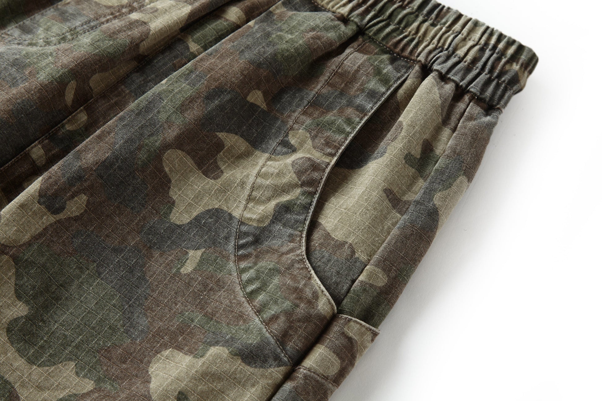 BONELESS Camo Grid Pleated Drawstring Shorts-Shorts-S-Free Shipping Leatheretro