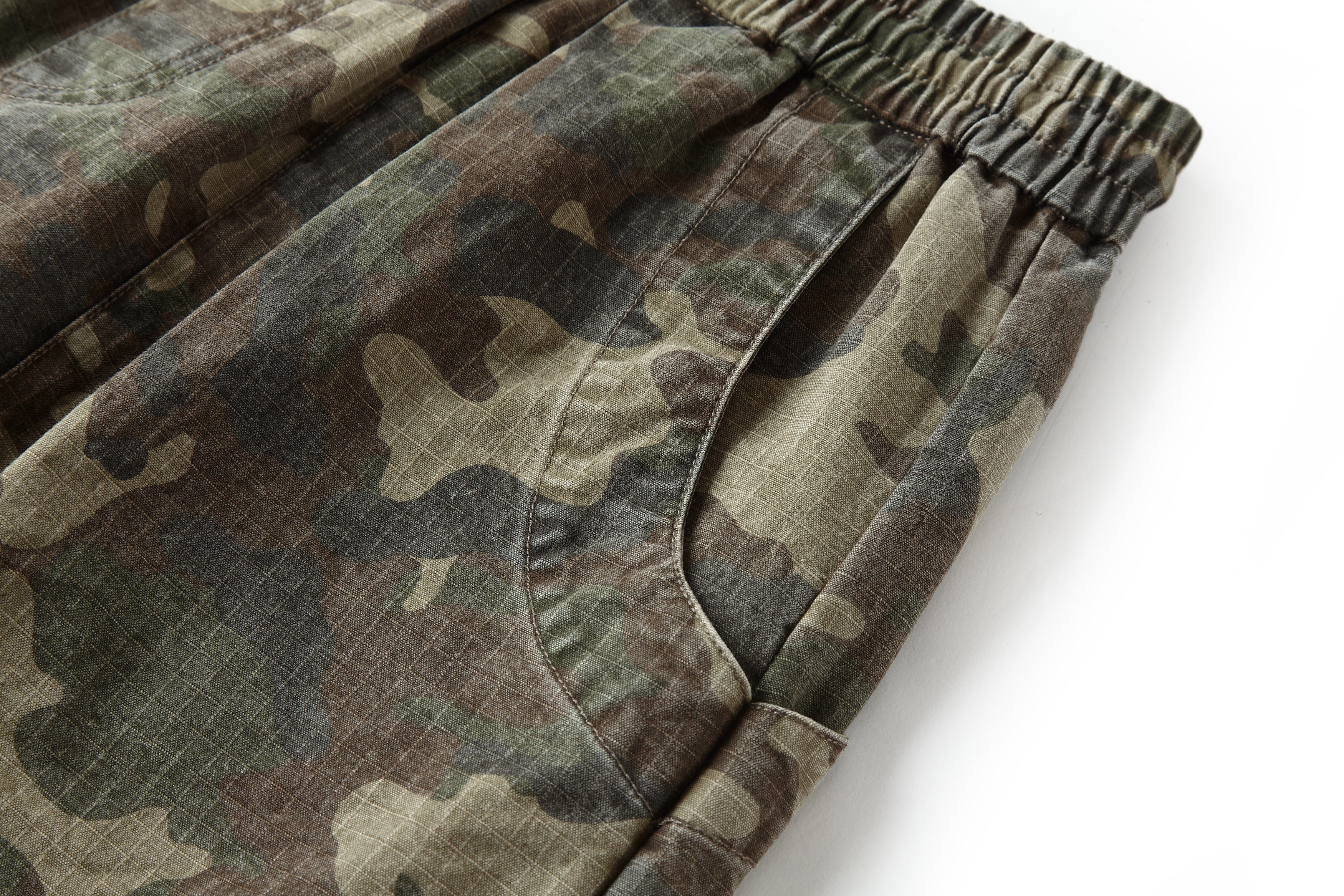 BONELESS Camo Grid Pleated Drawstring Shorts-Shorts-S-Free Shipping Leatheretro