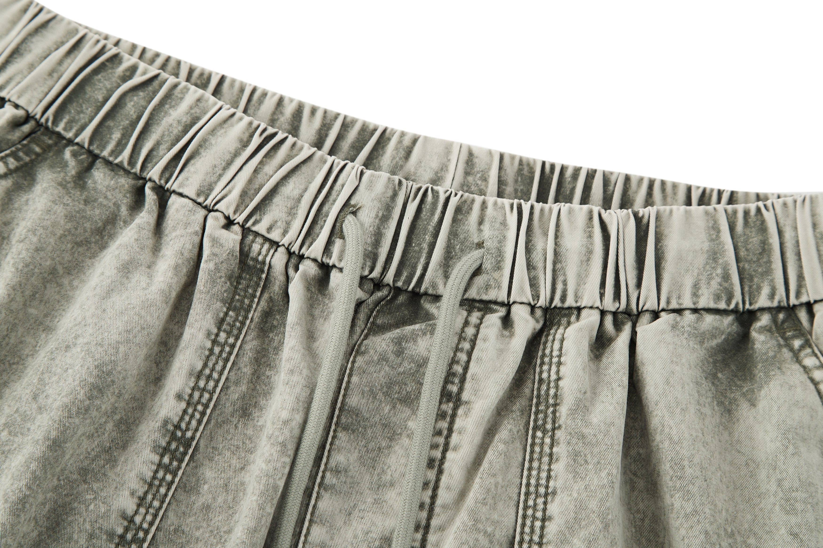 BONELESS Washed Pleated-Knee Drawstring Cargo Pants-Pants-S-Free Shipping Leatheretro