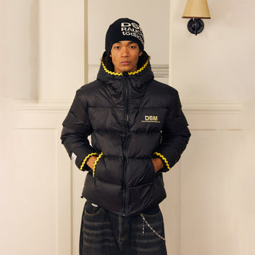 DONSMOKE Wavy Trim Hooded Down Puffer-Jacket-S-Black (Preorder)-Free Shipping Leatheretro